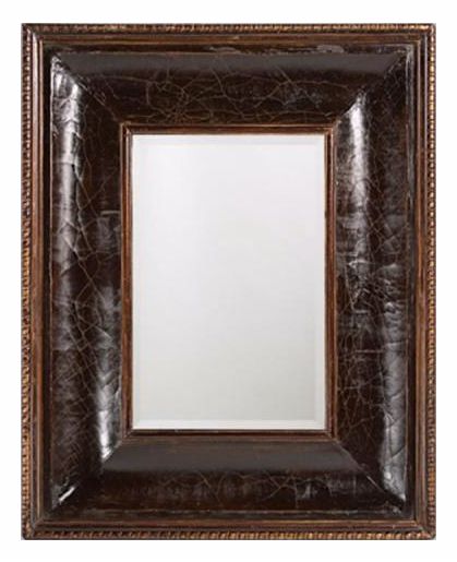 Distressed Faux Leather Rectangular 41" High Wall Mirror