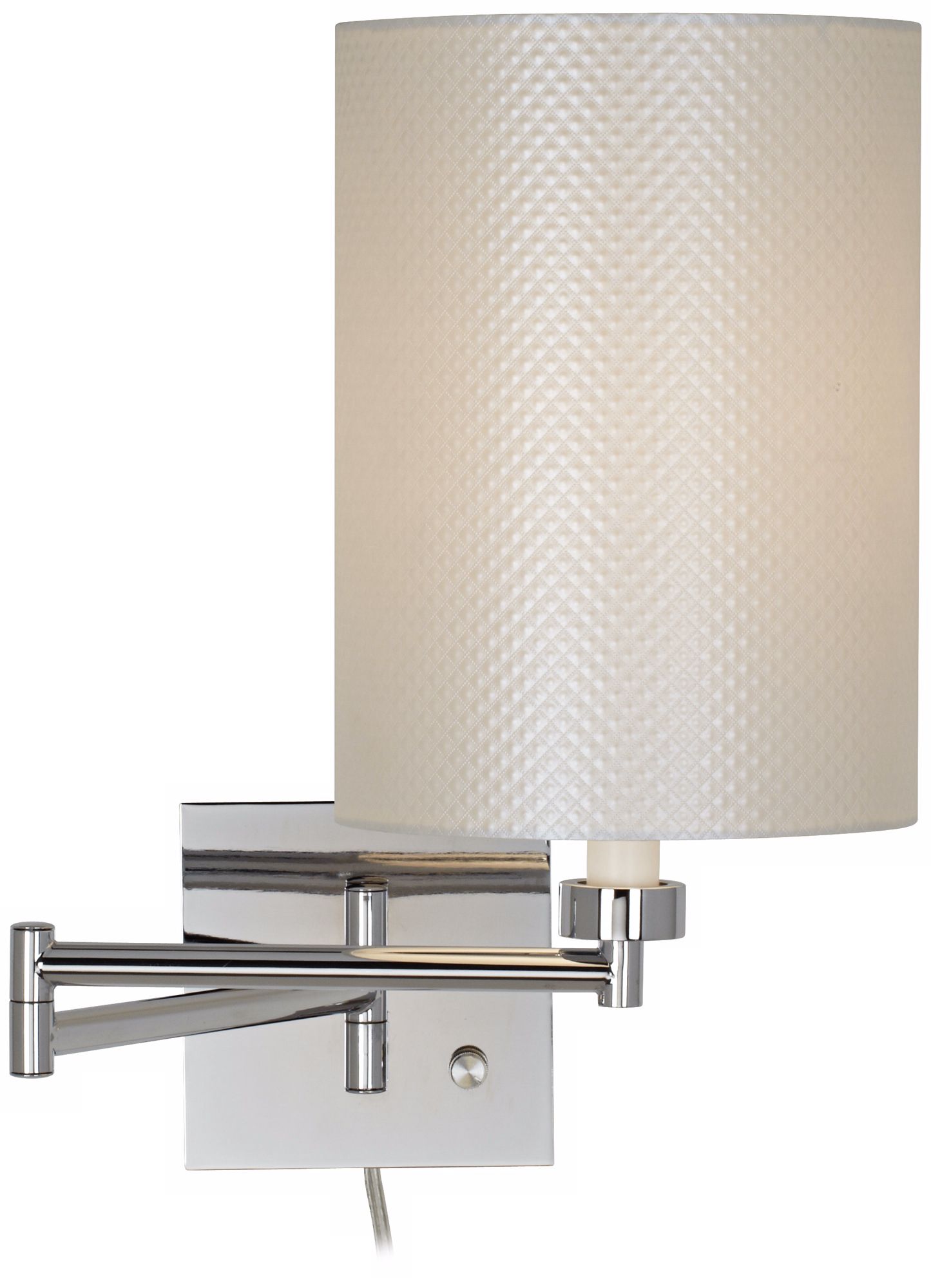 Pearlescent Shade 20" Chrome Plug-In Swing Arm Wall Lamp