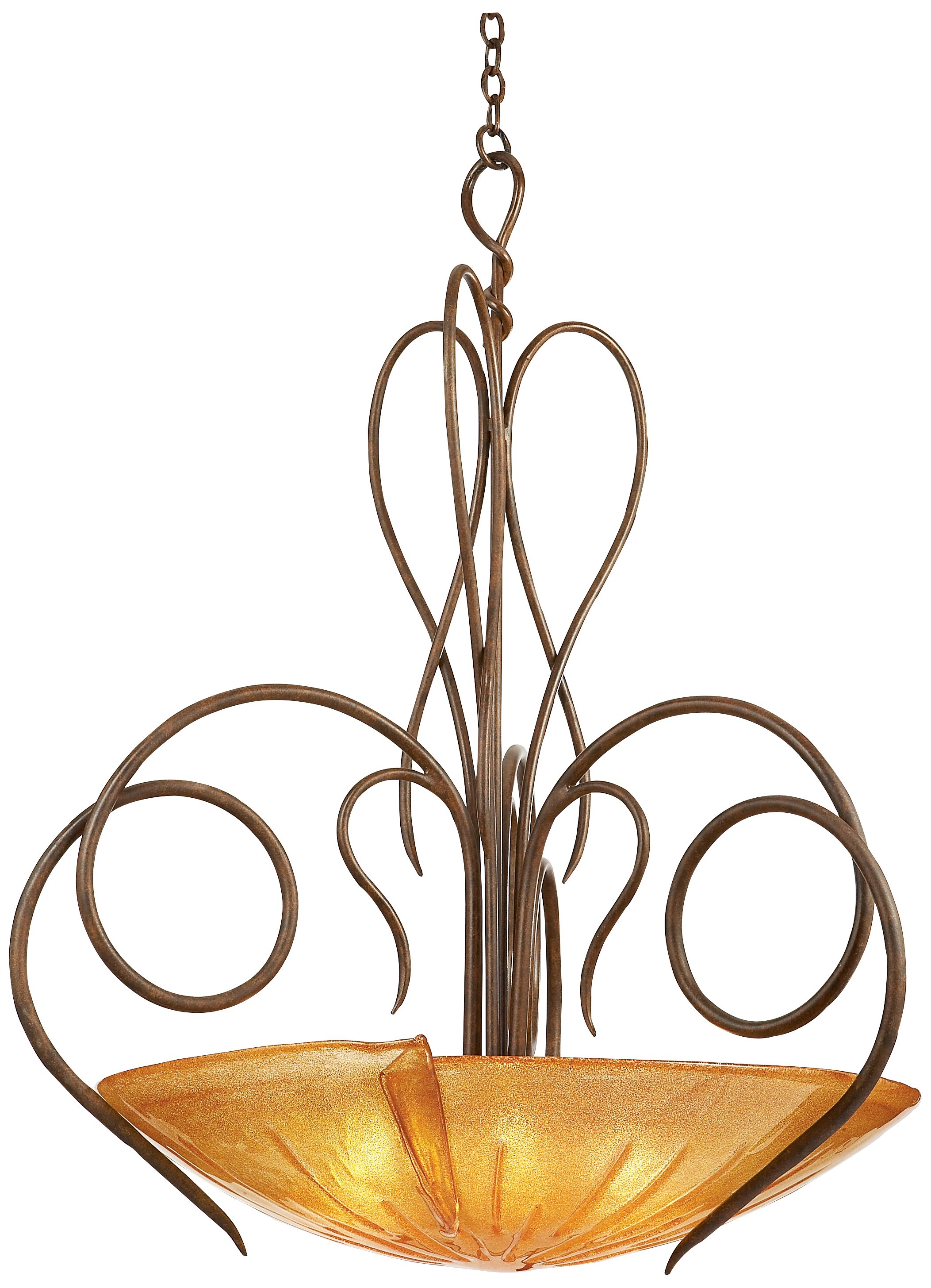 Tribecca Tortoise Shell with Flame Glass Large Pendant Light