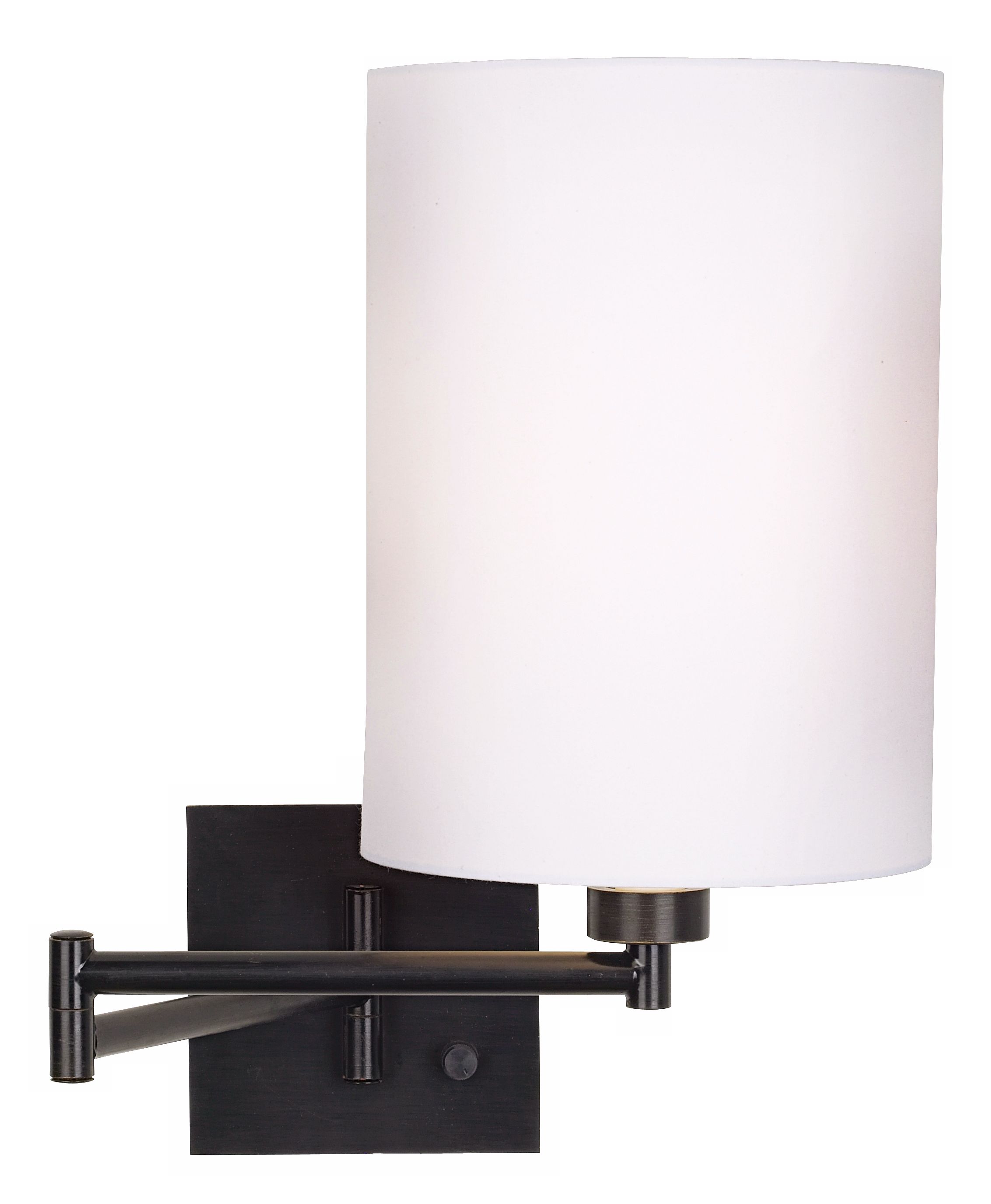 Dimmable White Drum Shade Espresso Bronze Swing Arm Wall Lamp