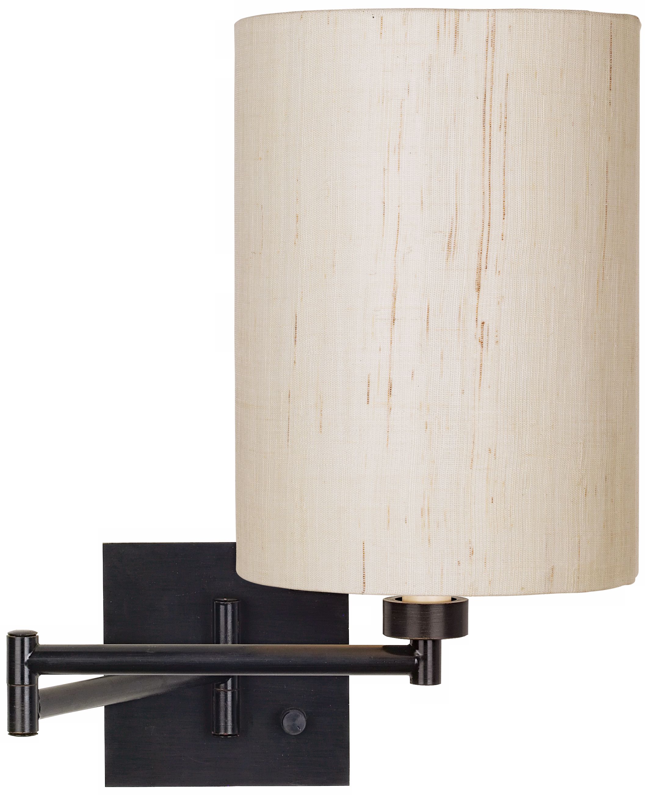 Dimmable Ivory Linen Shade Espresso Bronze Swing Arm Wall Lamp