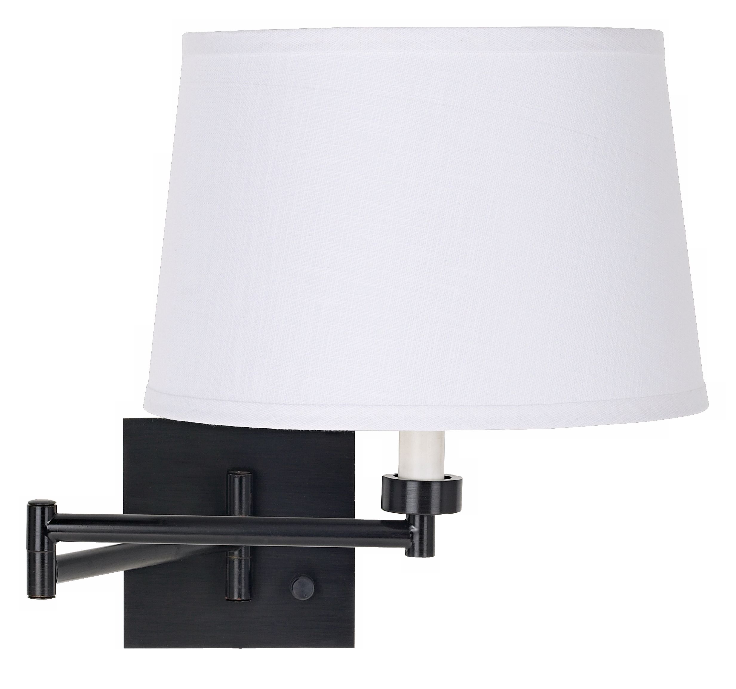 Espresso Bronze with White Linen Shade Swing Arm Wall Lamp