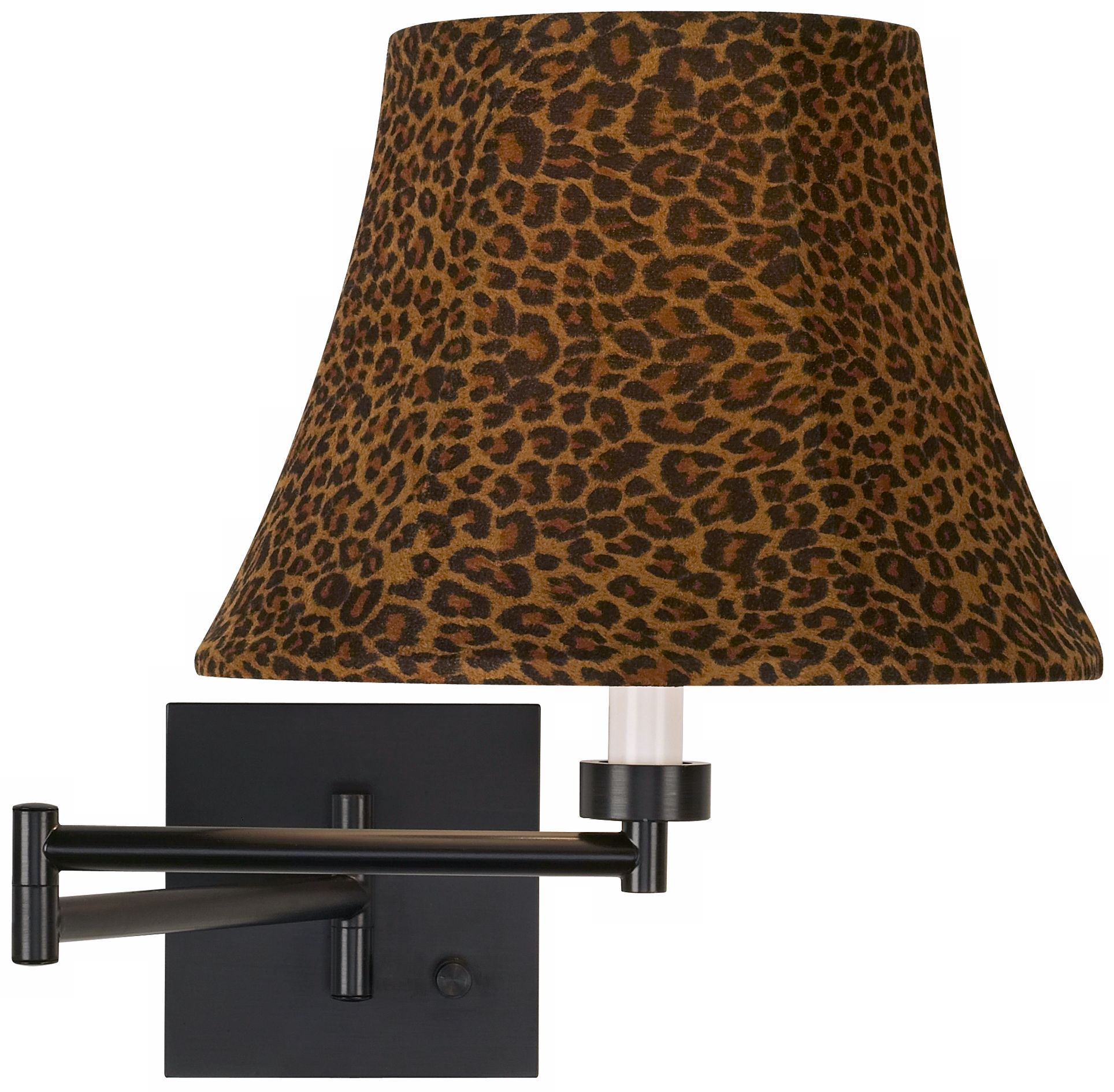 Leopard Shade Espresso Bronze Plug-In Swing Arm Wall Lamp