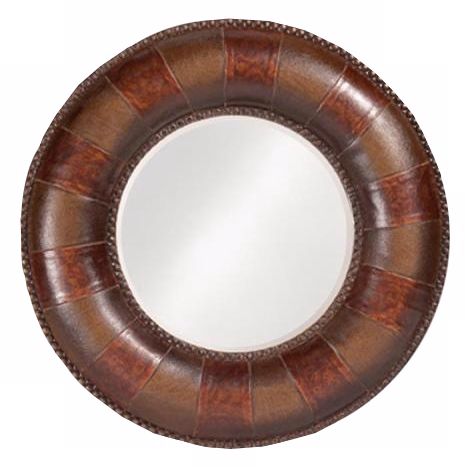 Padded Faux Leather Round Wall Mirror