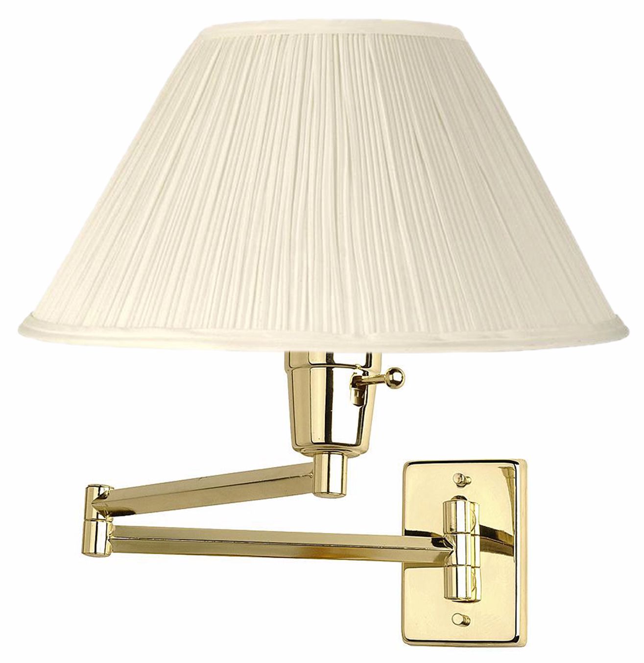 Brass Pleat Shade Plug-In Style Swing Arm Wall Lamp