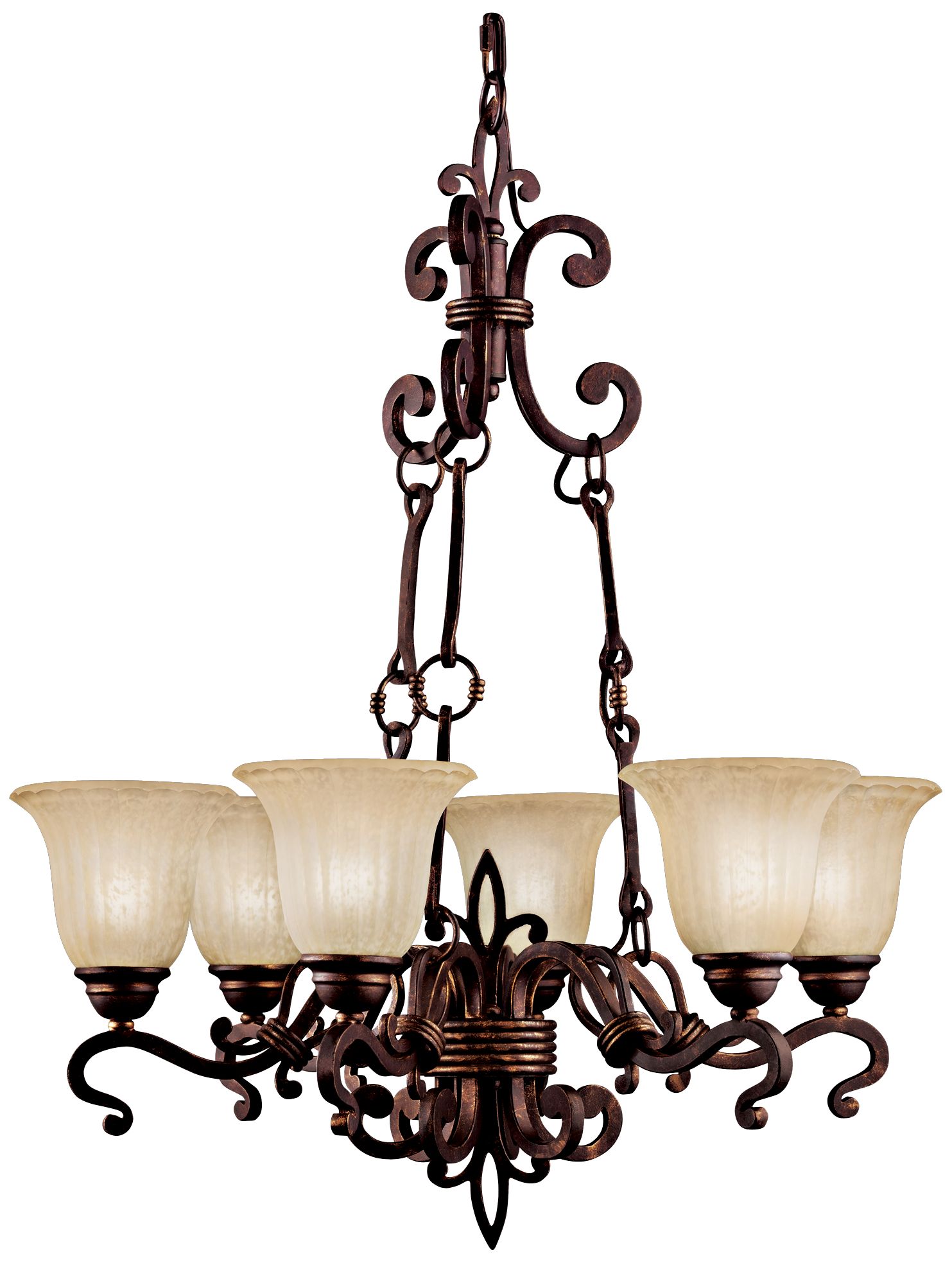 Fleur-de-lis Scrolls Six Light Chandelier