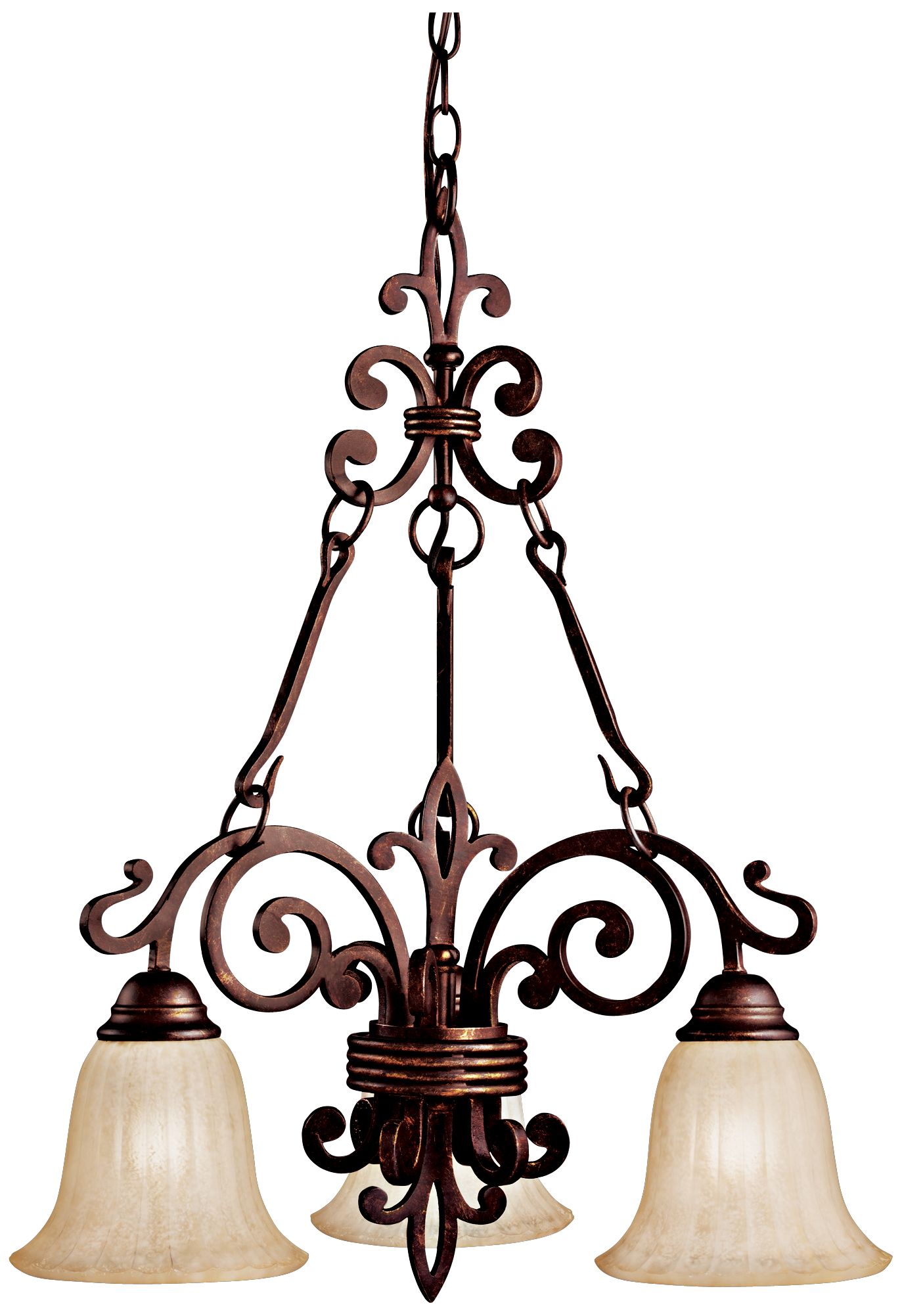 Antique Barley Bronze  22" Wide Three Light Chandelier