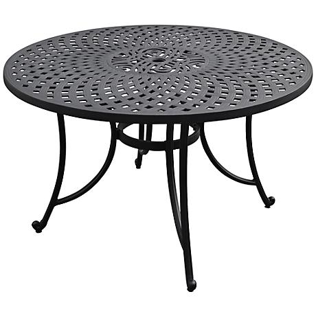 Sedona Large Charcoal Black Round Outdoor Dining Table - #7J993 | www