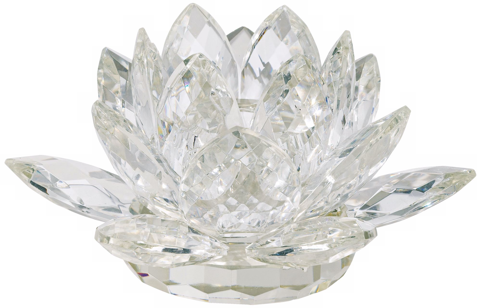 Small Clear Crystal Lotus Tapered Candle Holder