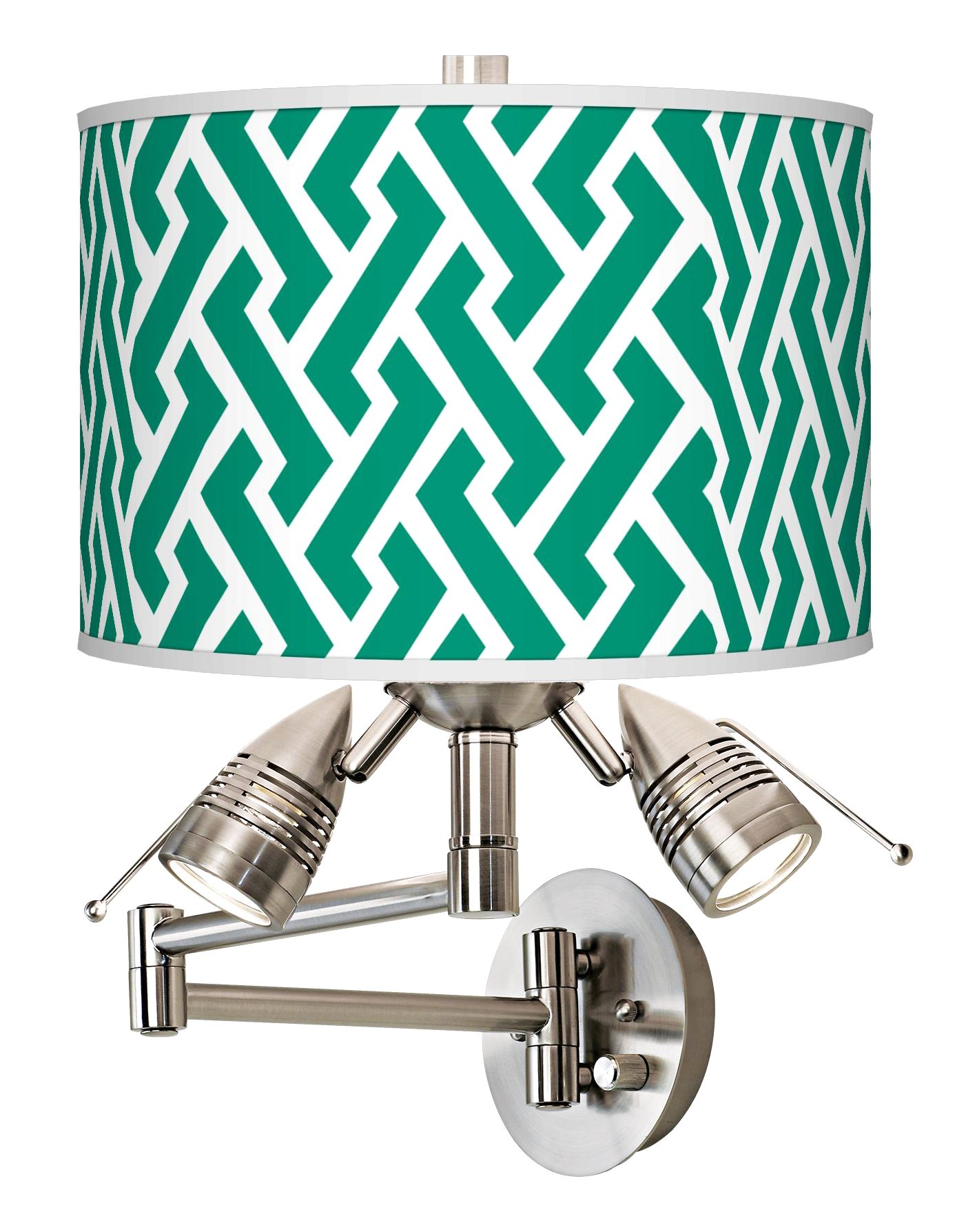 Emerald Green Brick Weave Giclee Swing Arm Wall Light
