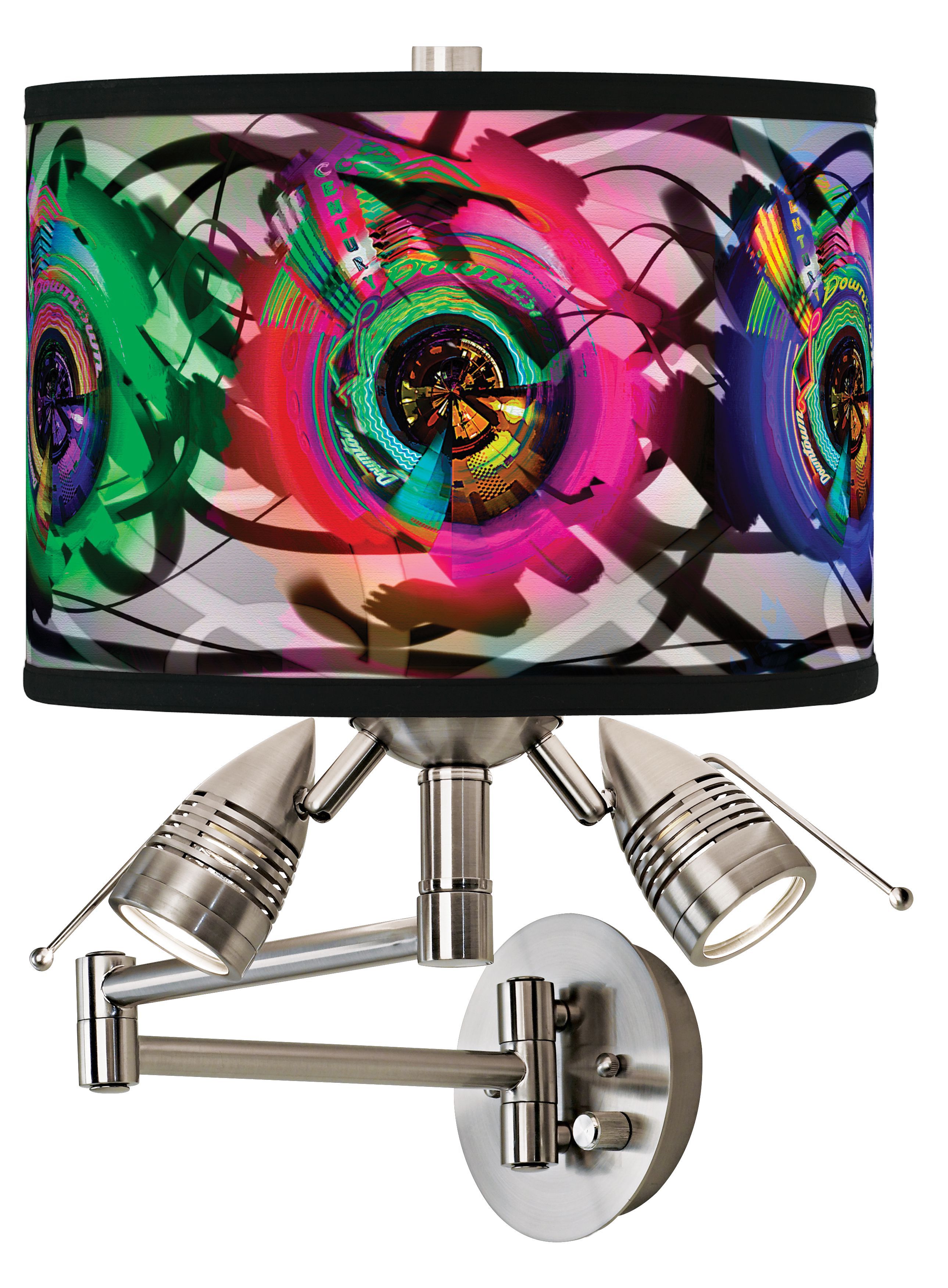 Electric Neon Swirl Giclee Swing Arm Wall Light
