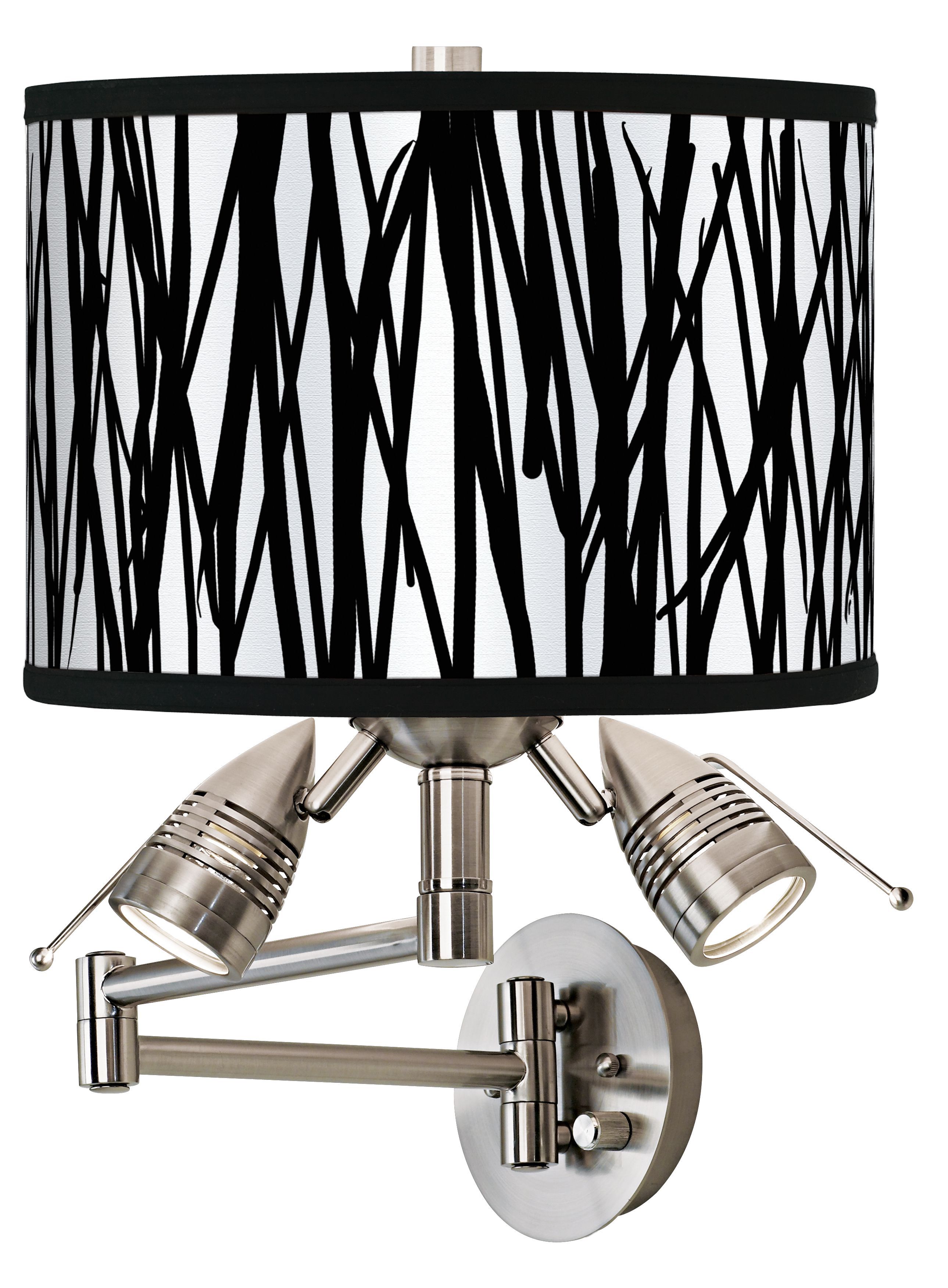 Black Jagged Stripes Giclee Swing Arm Wall Light