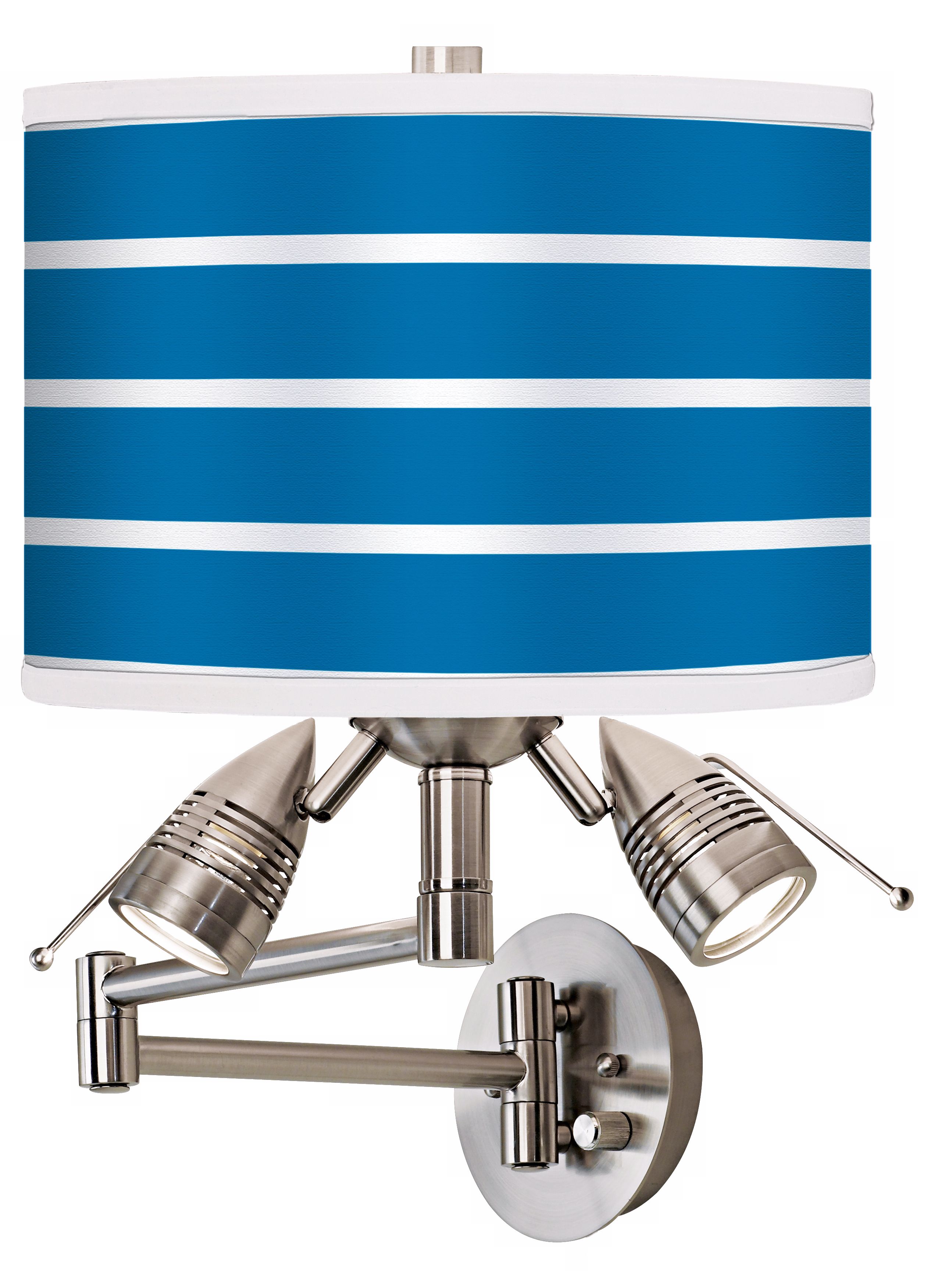 Bold Blue Stripe Giclee Swing Arm Wall Light