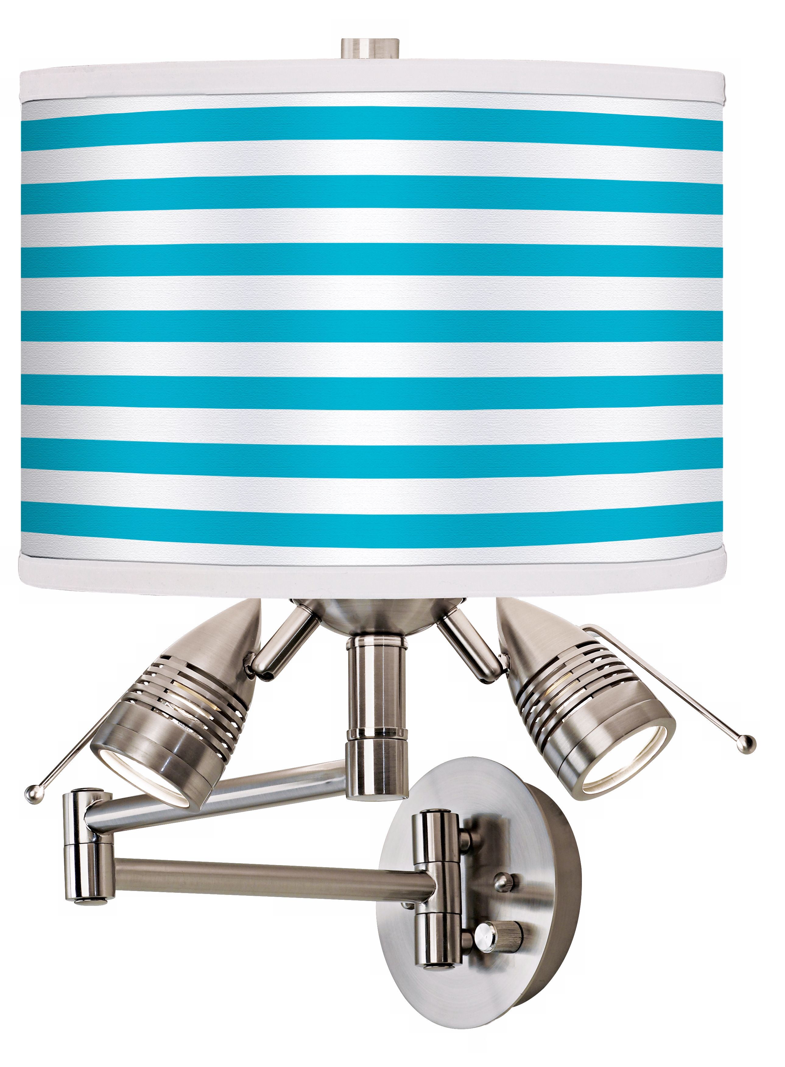 Aqua Horizontal Stripe Giclee Swing Arm Wall Light