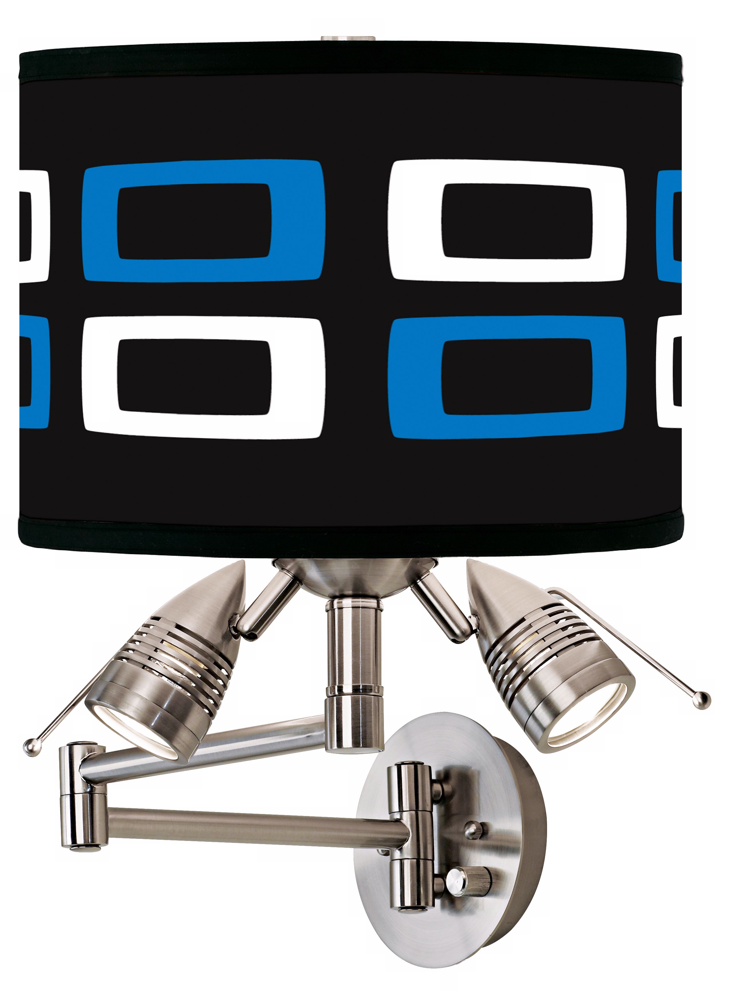 Blue-White Rectangles Giclee Swing Arm Wall Light