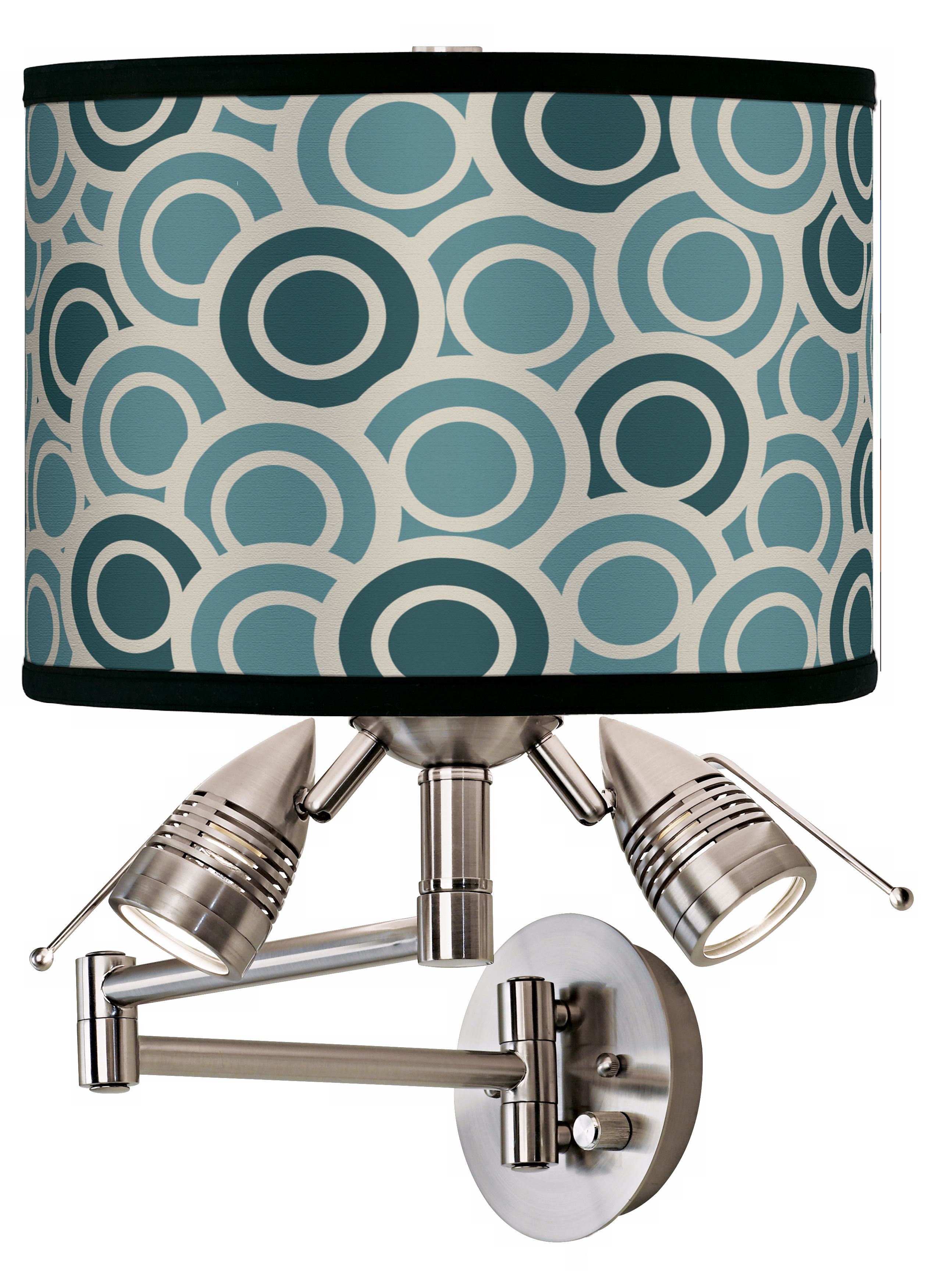 Blue-Green Circlets Giclee Swing Arm Wall Light
