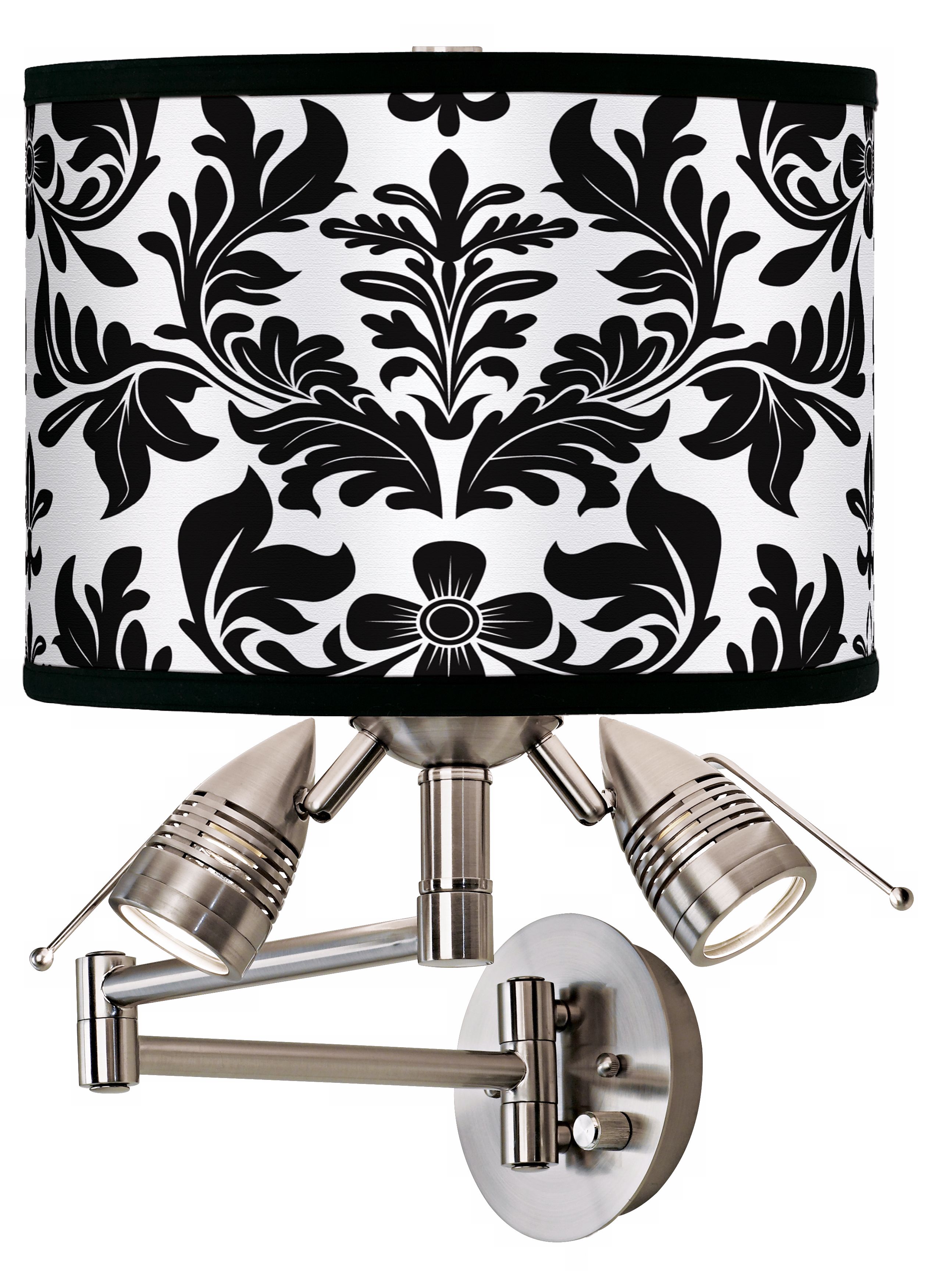 Black Flourish Giclee Swing Arm Wall Light