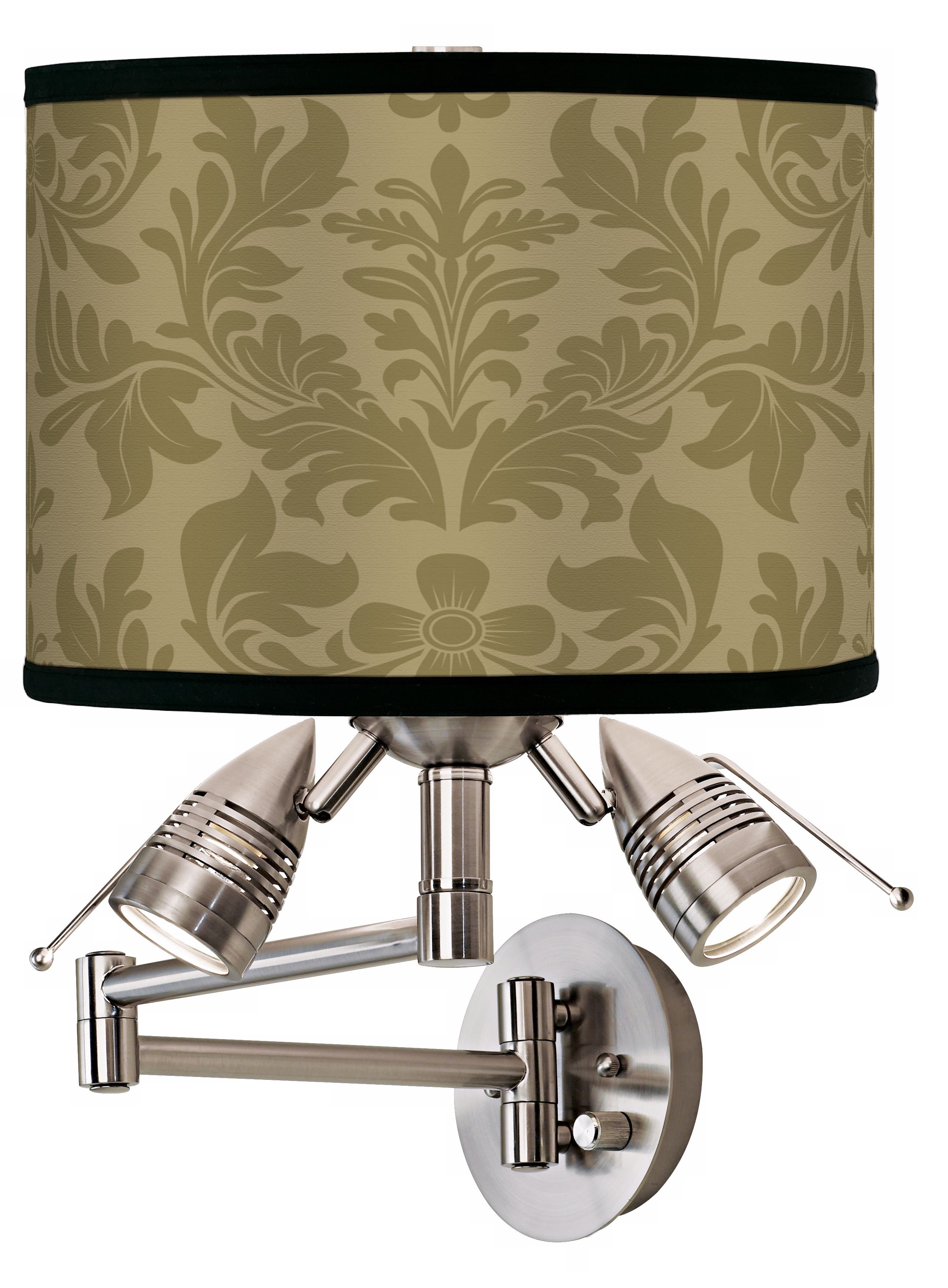 Khaki Flourish Giclee Swing Arm Wall Light