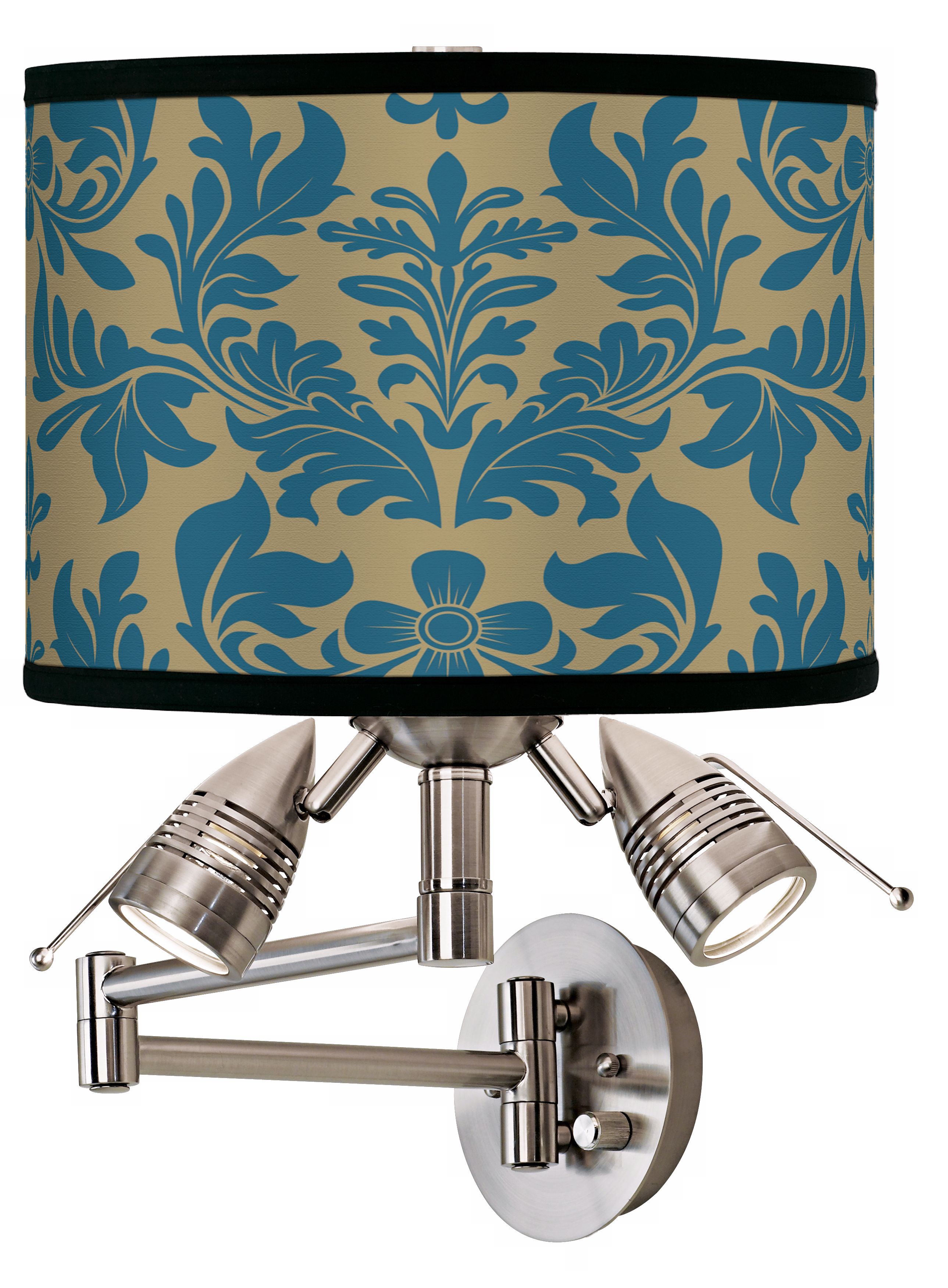 Indigo Flourish Giclee Swing Arm Wall Light