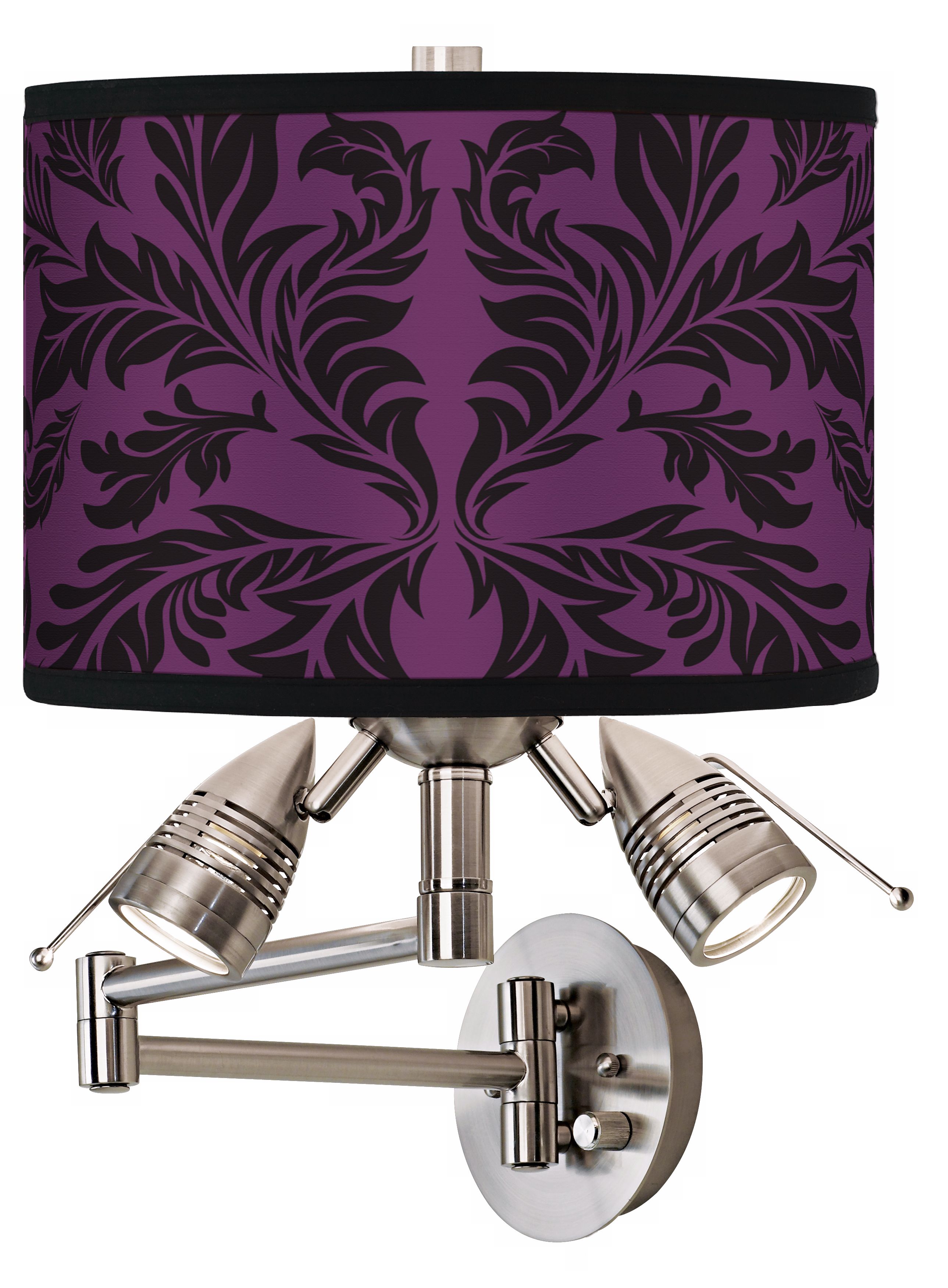 Purple Baroque Giclee Swing Arm Wall Light