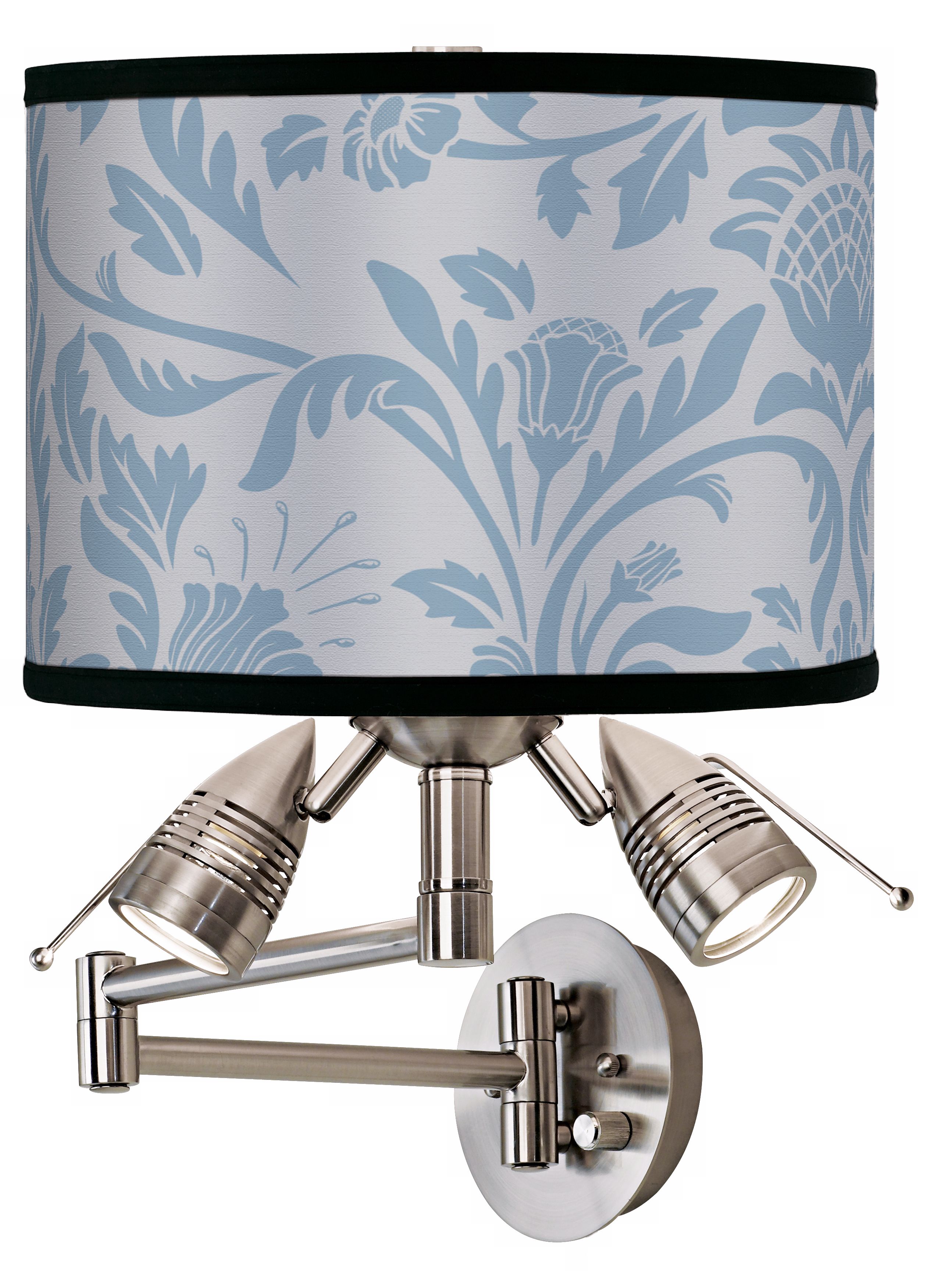 Silvery Blue Floret Giclee Swing Arm Wall Light