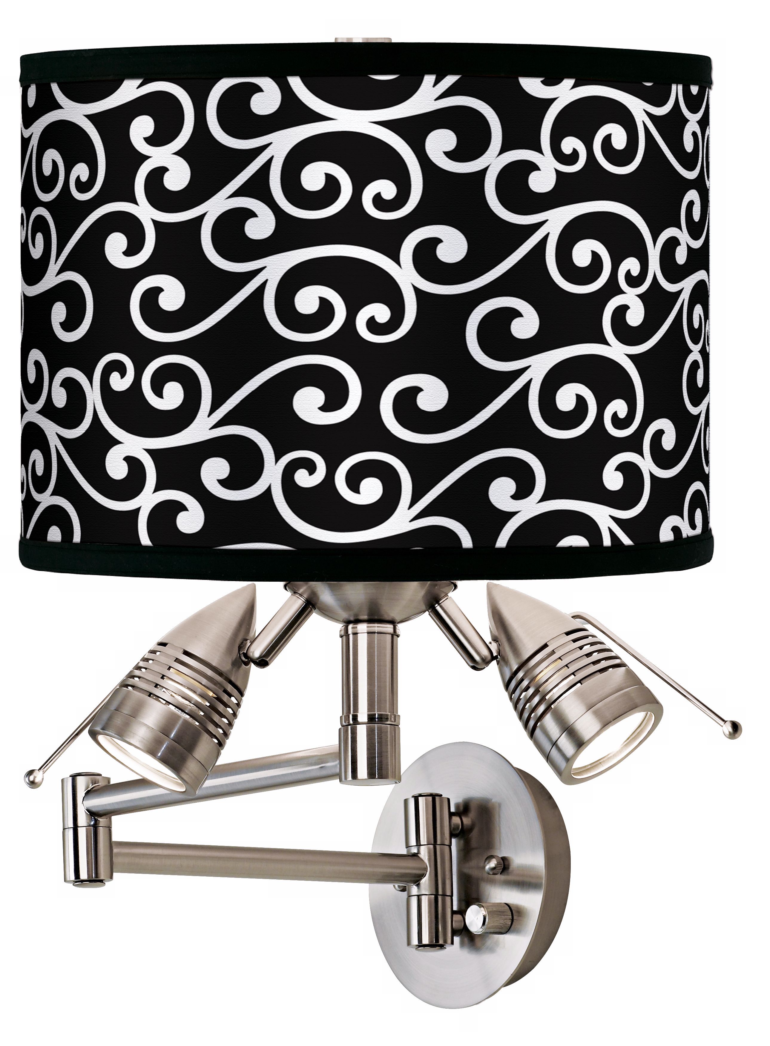 Curlicue Black Giclee Swing Arm Wall Light
