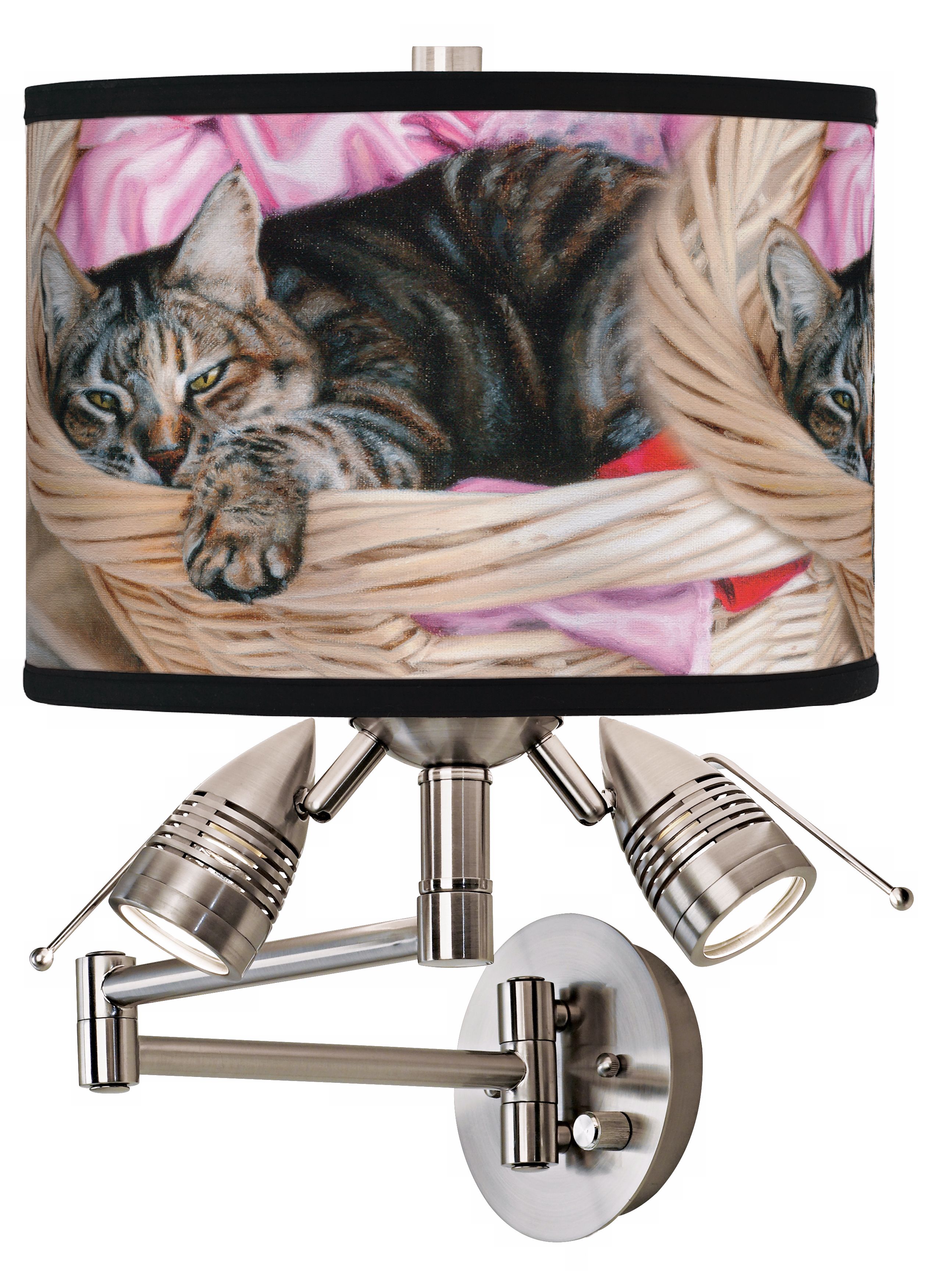 Laundry Day Cat Giclee Swing Arm Wall Light