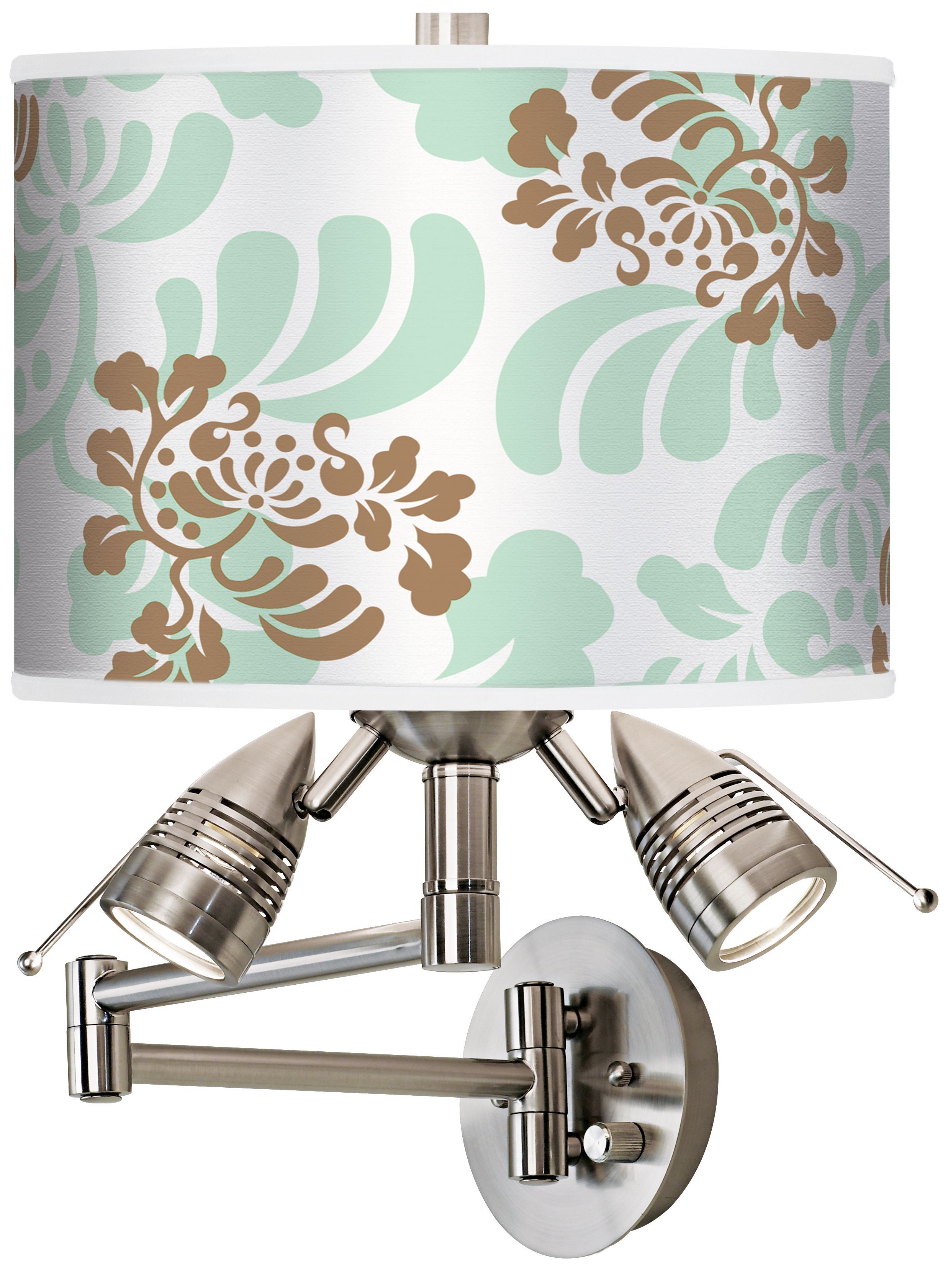 Classic Mist and Taupe Giclee Swing Arm Wall Light
