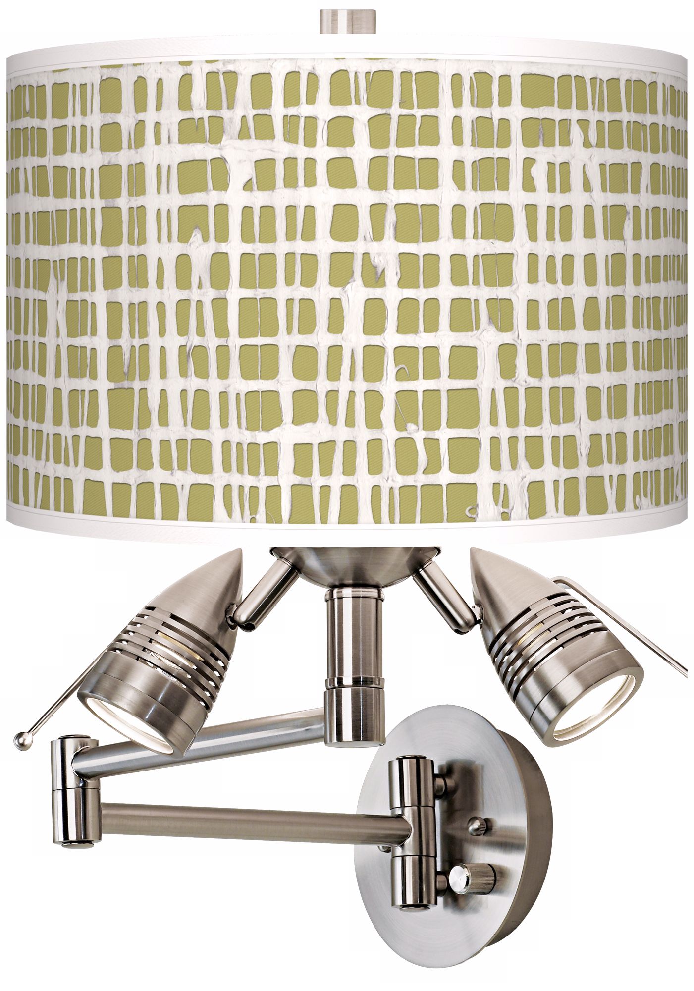Ecru Screen Linen Giclee Plug-In Swing Arm Wall Light