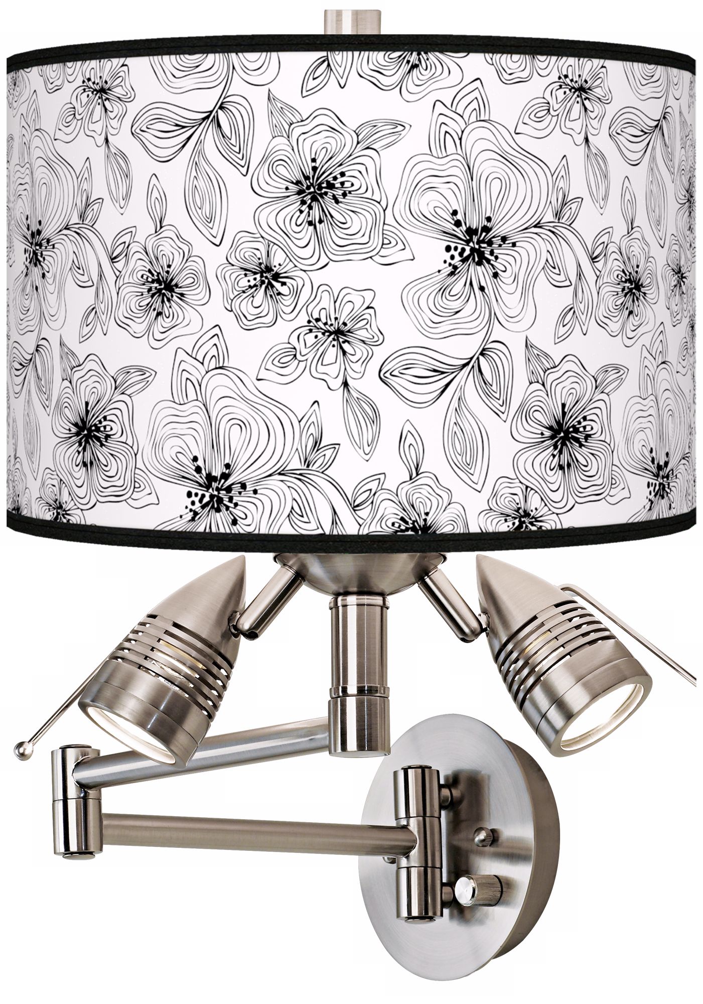 Stacy Garcia Linear Floral Giclee Swing Arm Wall Light