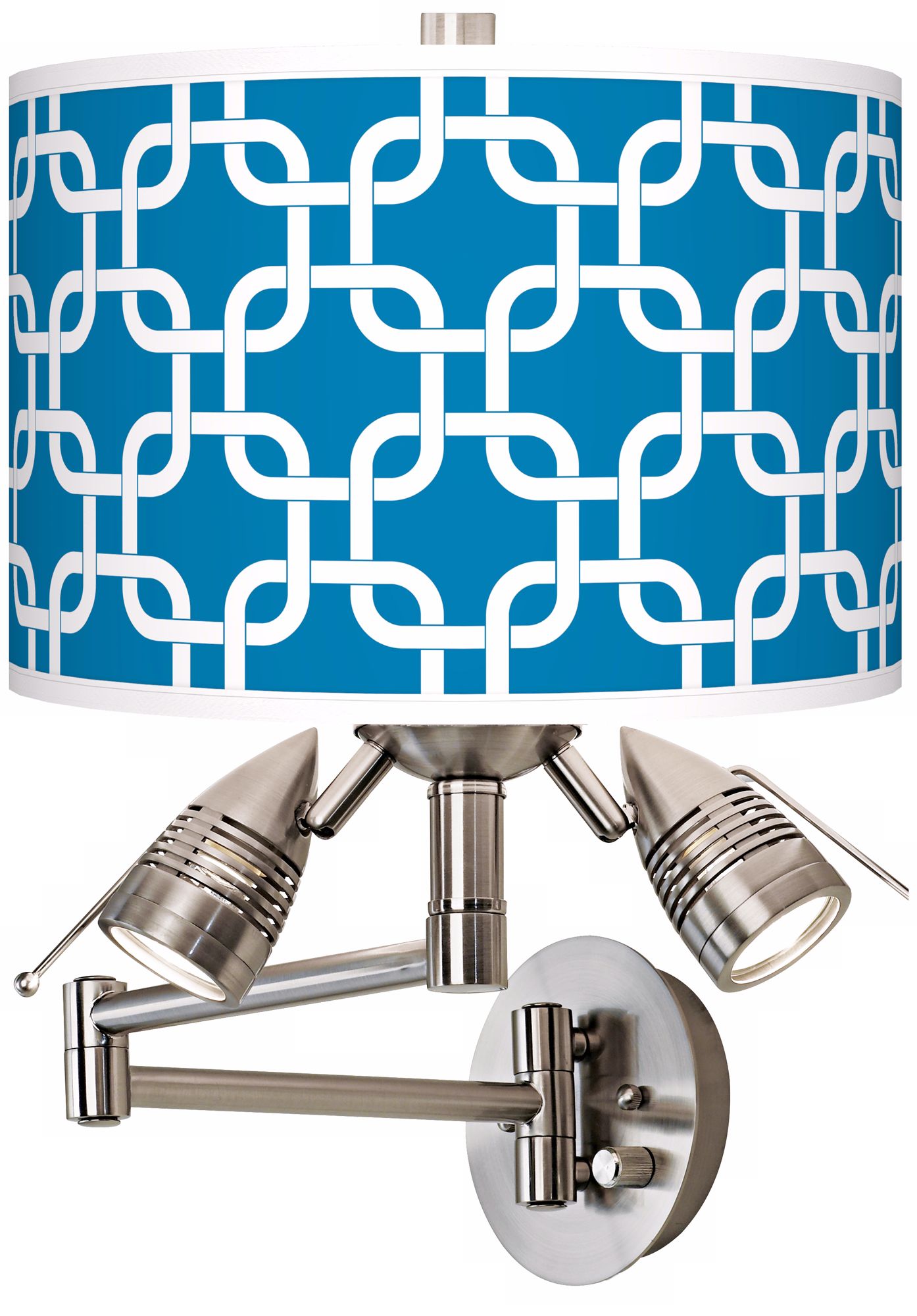 Blue Lattice Giclee Side Light Swing Arm Wall Light