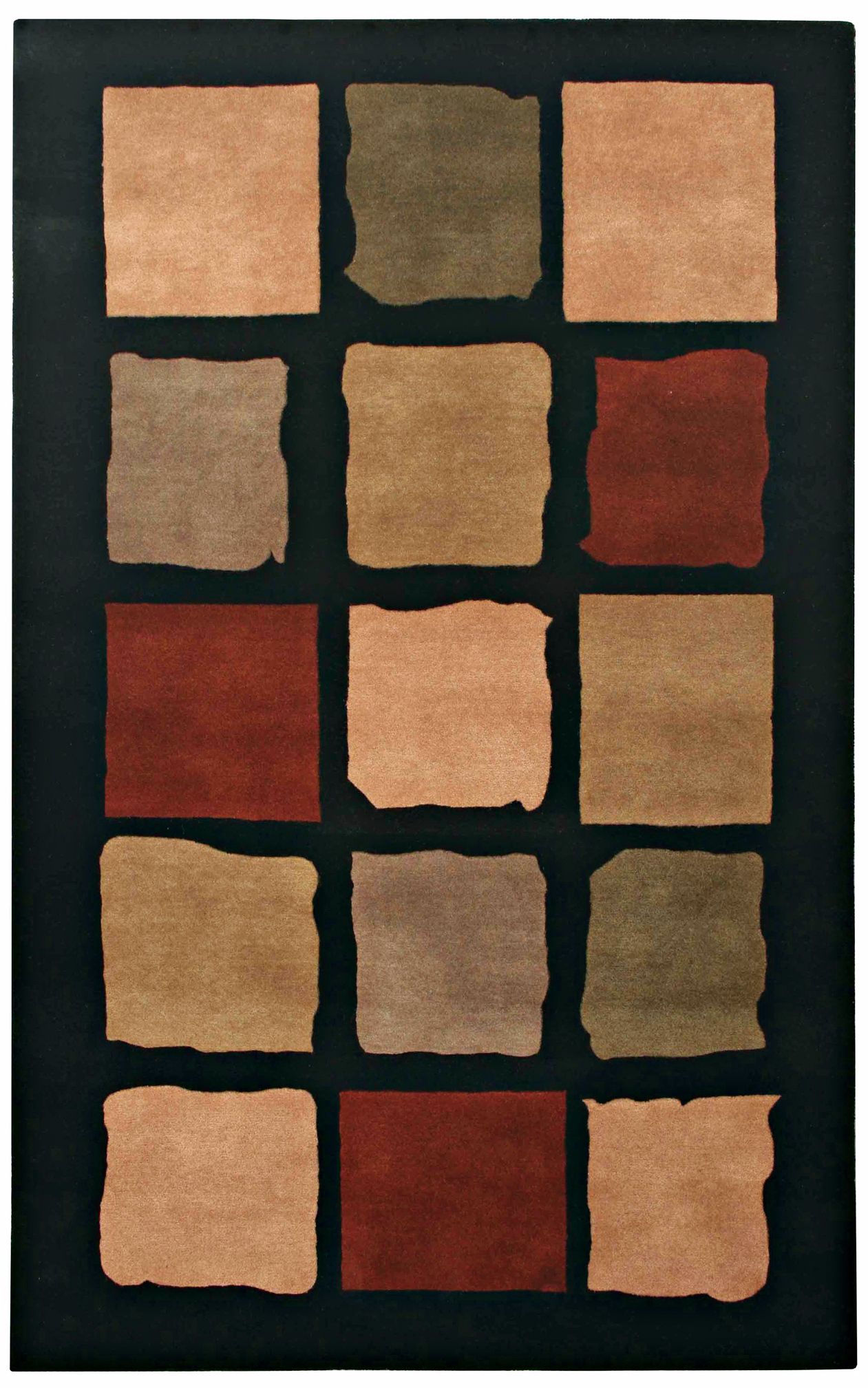 Natural Wool Collection Terra Cotta Squares Handmade Rug