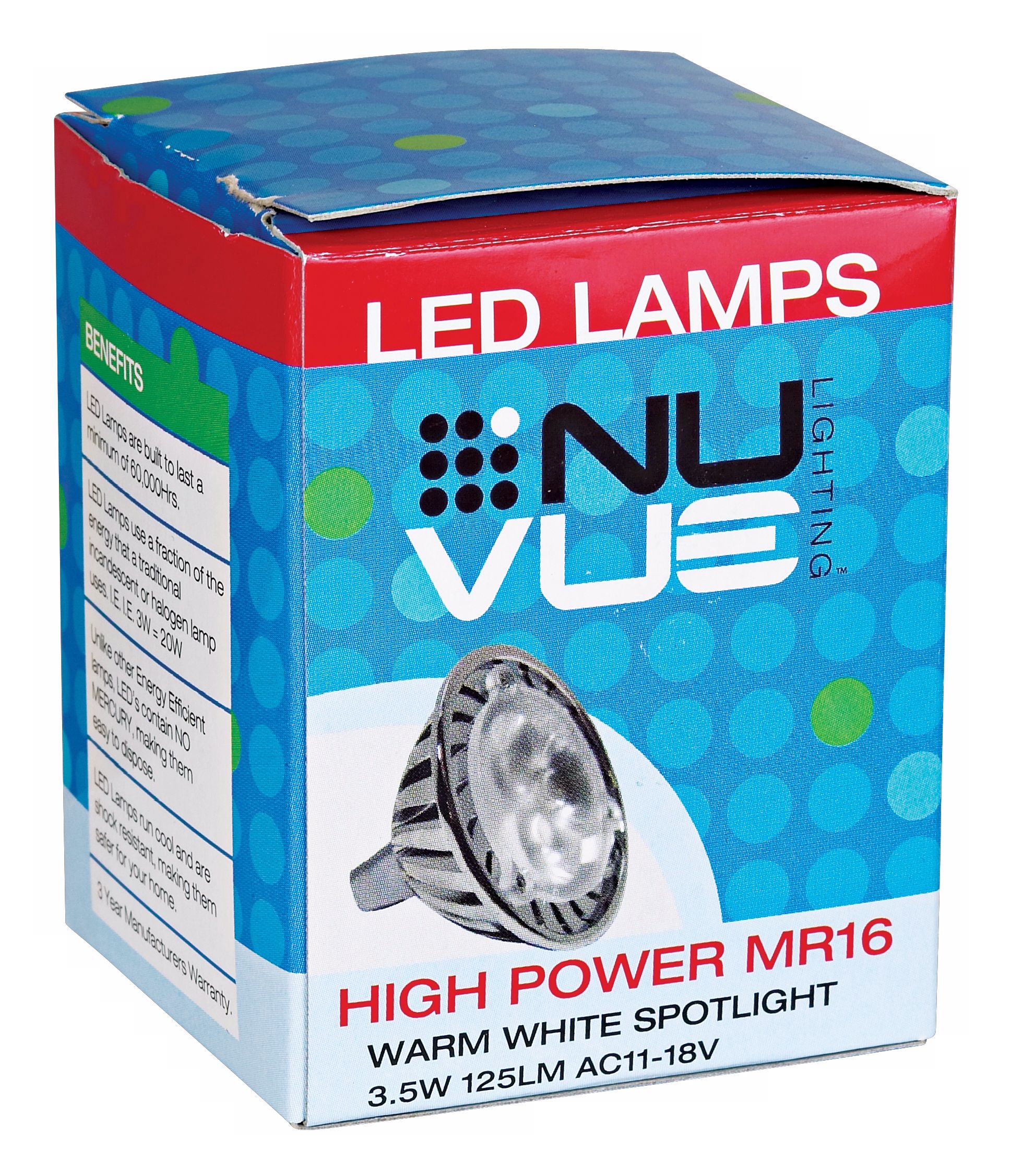 MR16 Three Watt Warm White 2700K LED Light Bulb 80734