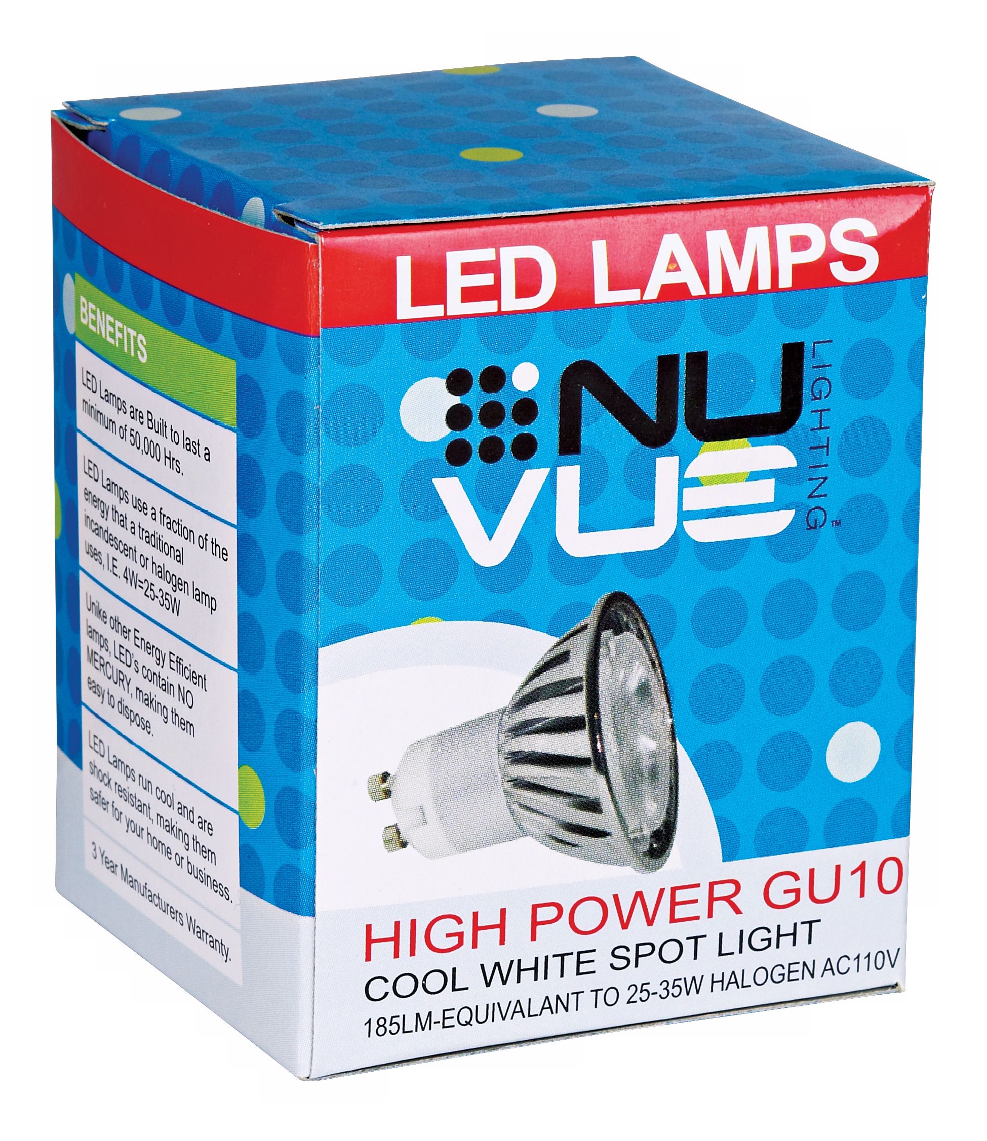 Daylight White GU10 3 Watt LED Spotlight Bulb