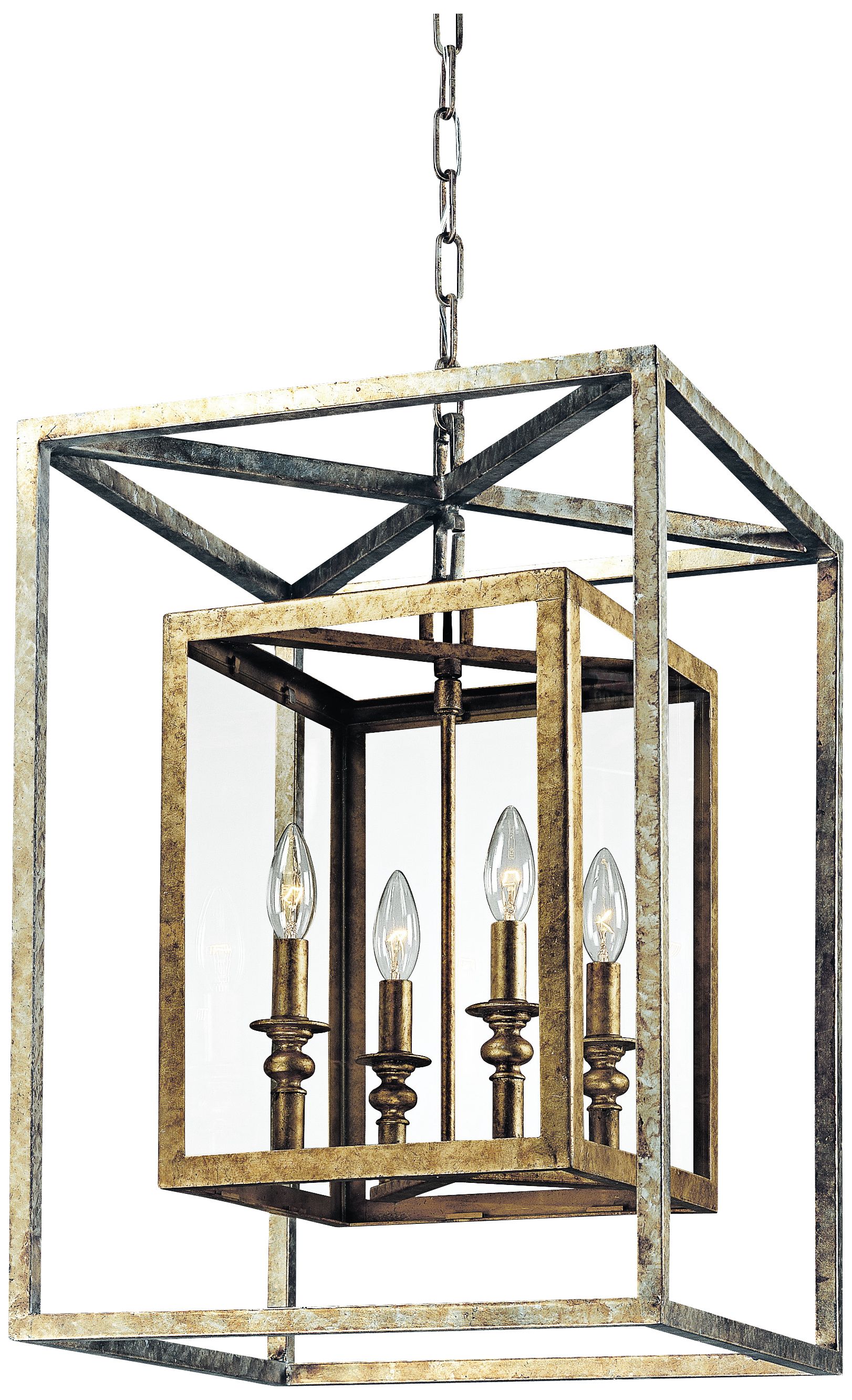 Morgan 4-Light 16" Wide Gold and Silver Leaf Pendant Light