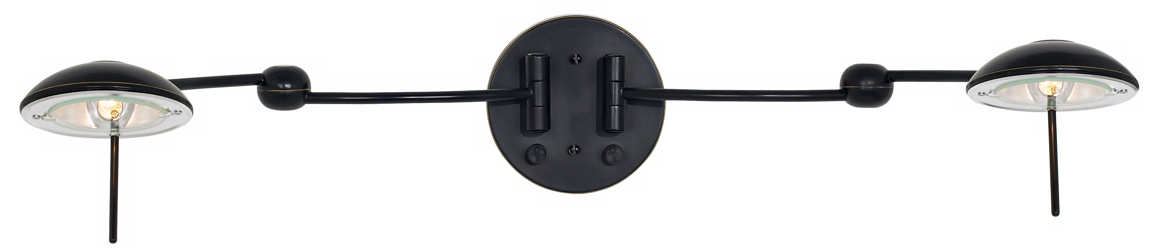 Double Arm Brushed Bronze Plug-In Swing Arm Wall Light
