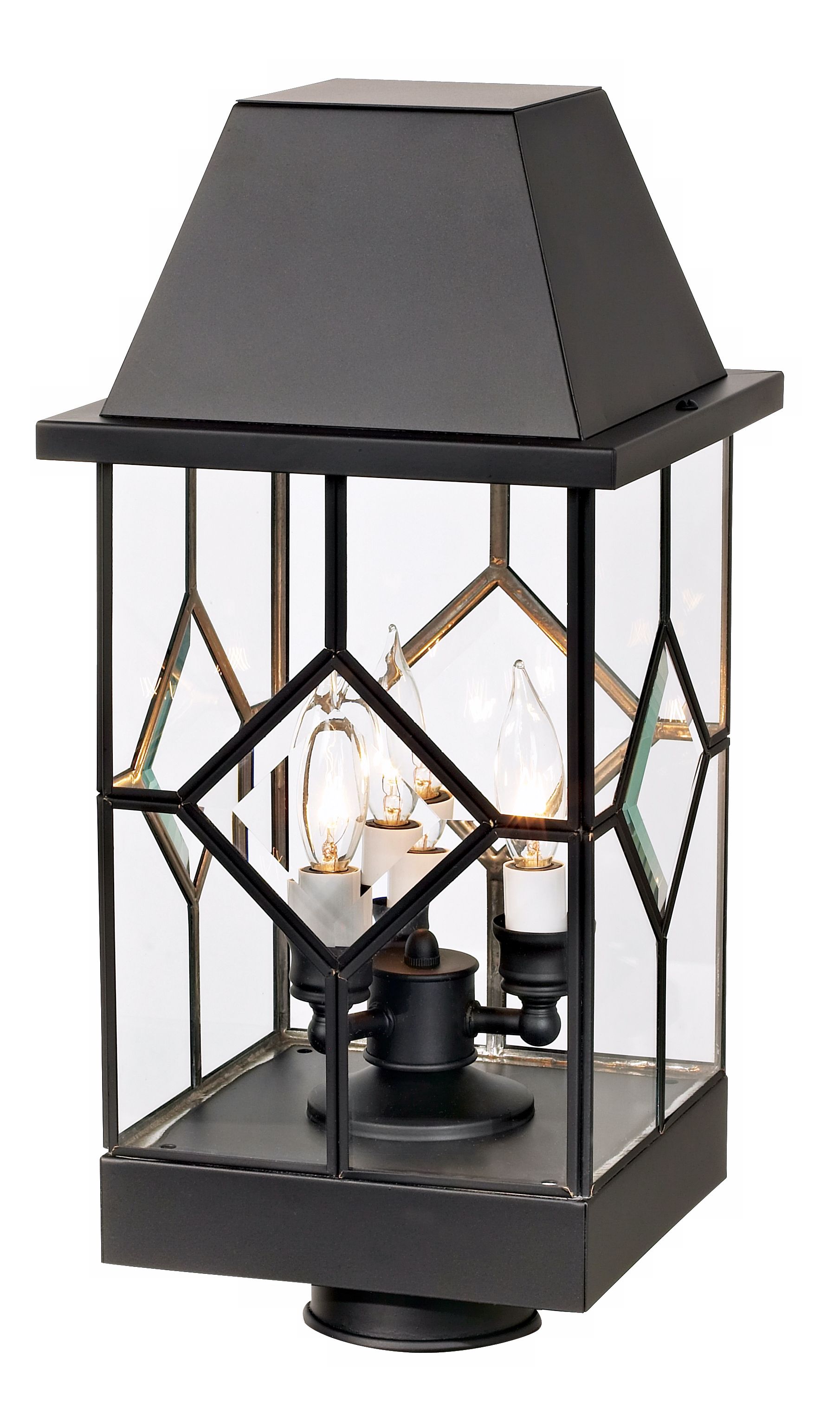 Black Finish 3-Light Post Light