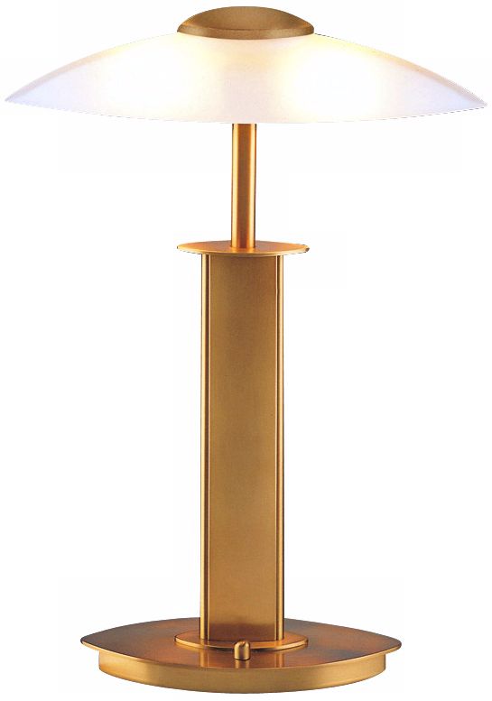 Antique Brass and White Shade Halogen Holtkoetter Table Lamp
