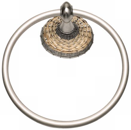 Hamptons Brushed Nickel 6" Wide Towel Ring