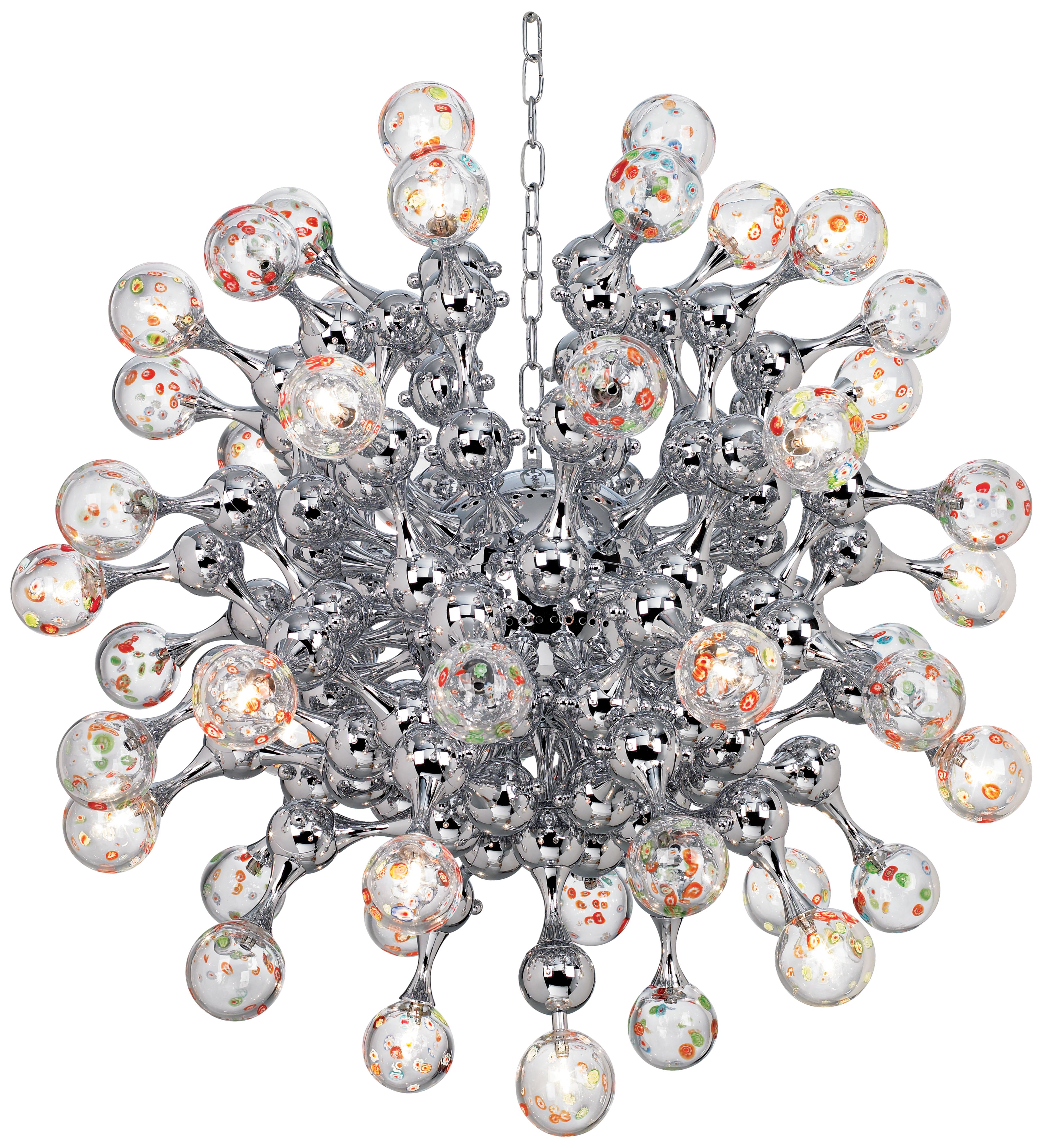 Centauri Chrome Halogen Glass Globe Pendant Chandelier