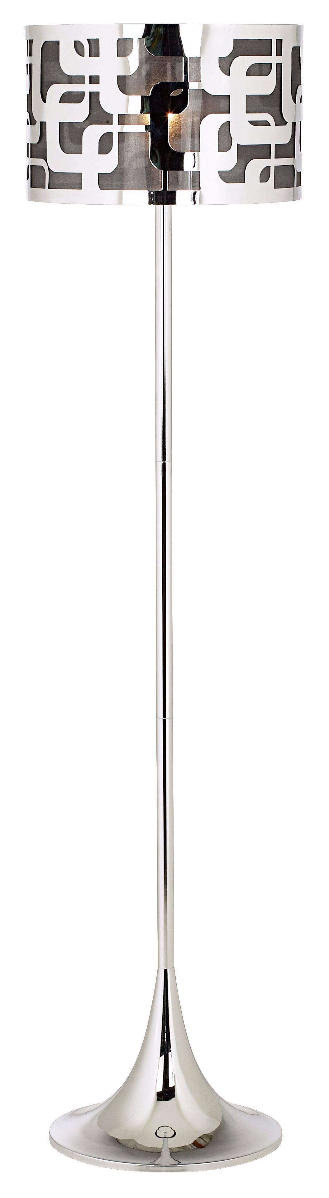 Pattern Metal Shade Chrome Floor Lamp