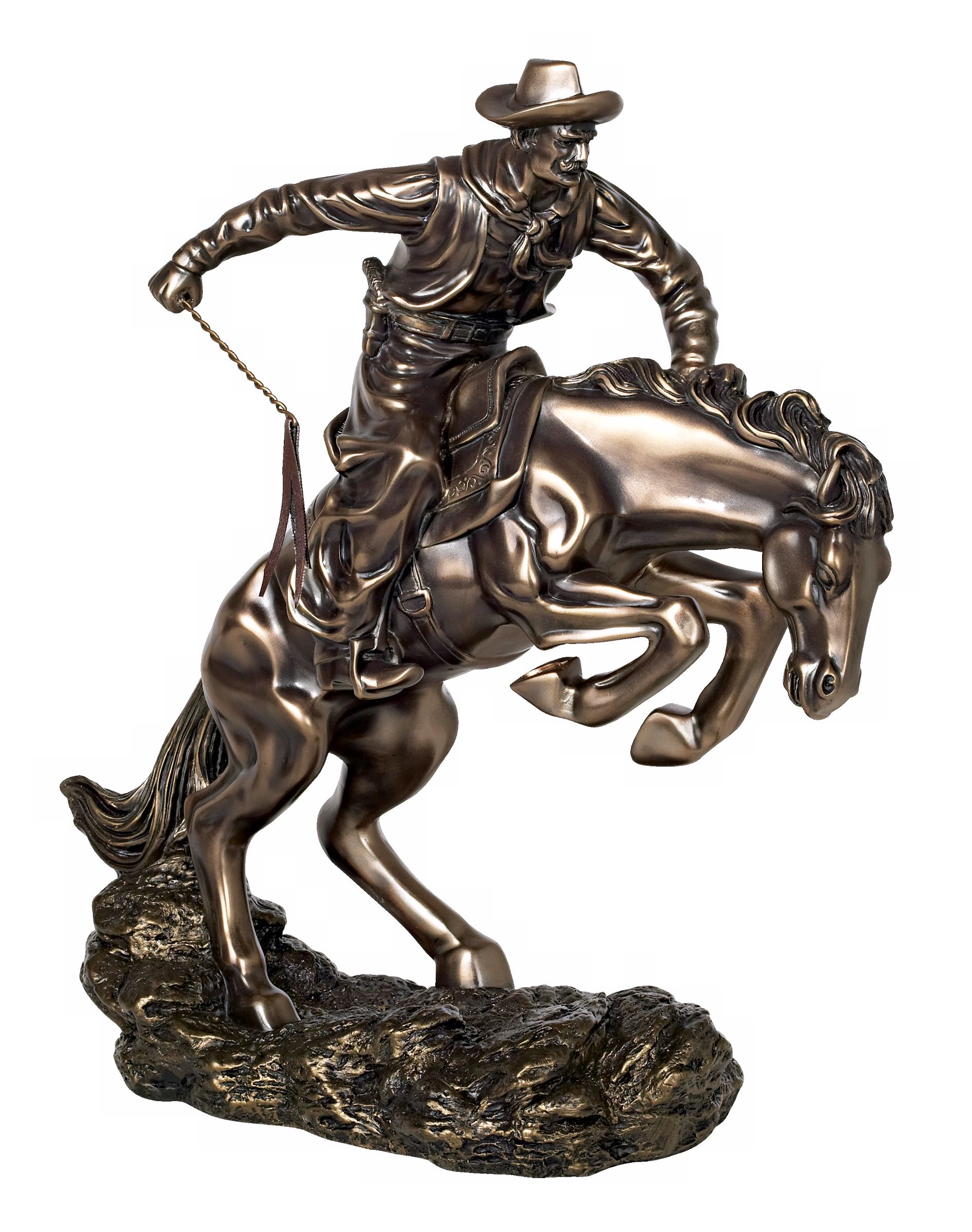 Bucking Bronco and Cowboy Sculpture
