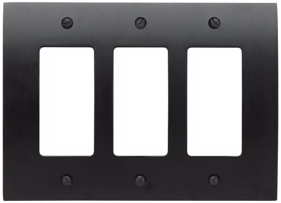 Zephyr Black Triple Rocker Convex Wall Plate
