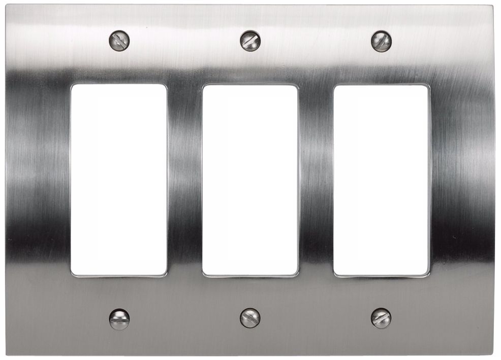 Zephyr Brushed Nickel Triple Rocker Convex Wall Plate