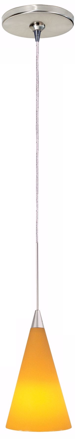 Cone Satin Nickel Apricot Glass Mini Pendant
