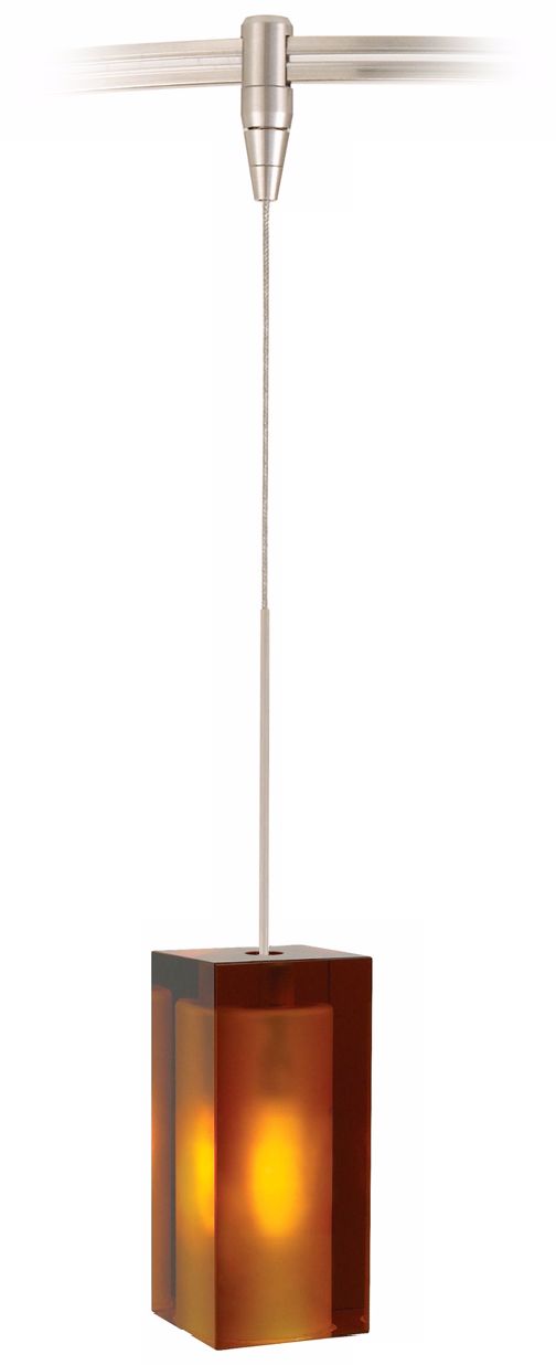 Solitude Amber Glass Satin Nickel Tech Lighting MonoRail Pendant