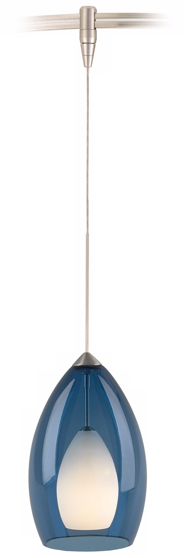 Fire Satin Nickel Steel Blue Glass Tech Lighting MonoRail Pendant