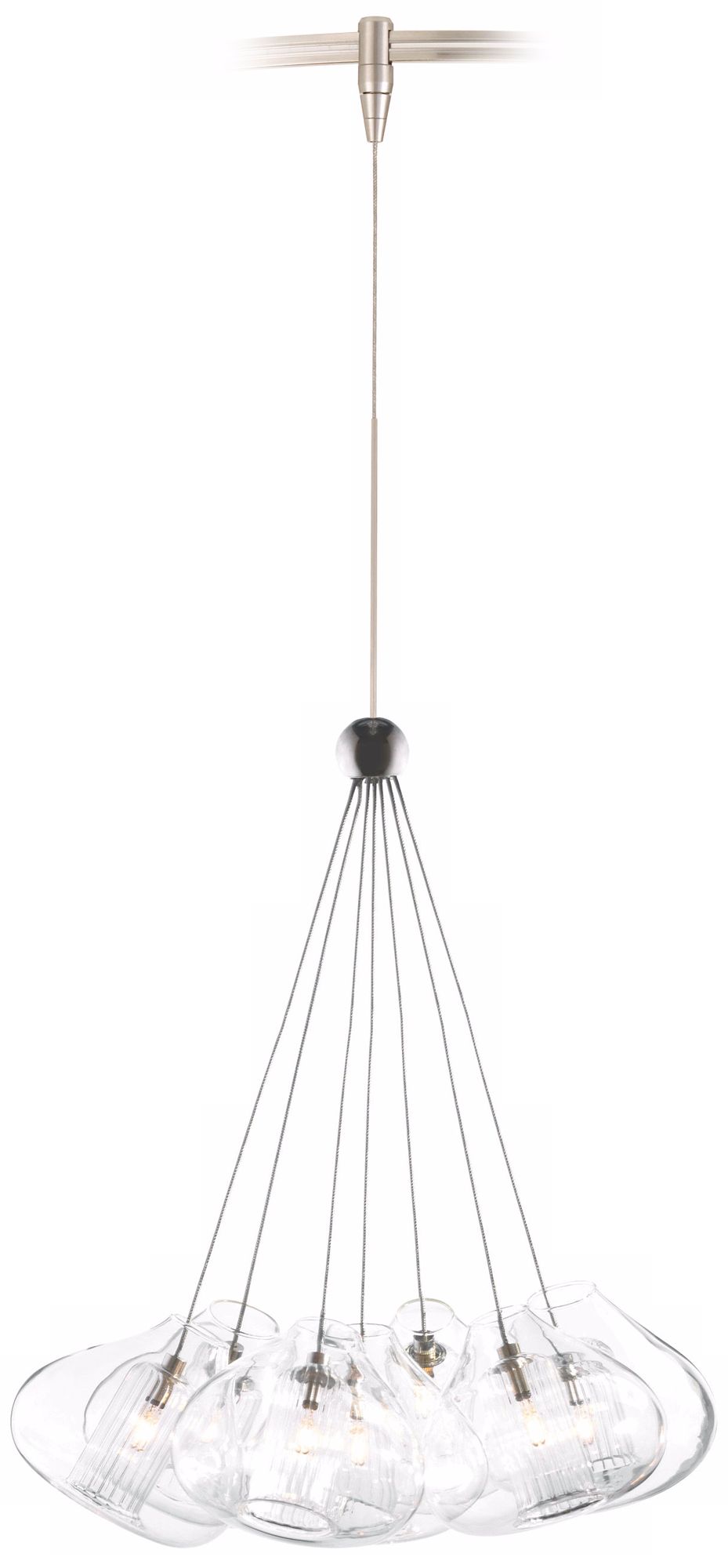 Cheers Seven Globe Satin Nickel Monorail Pendant