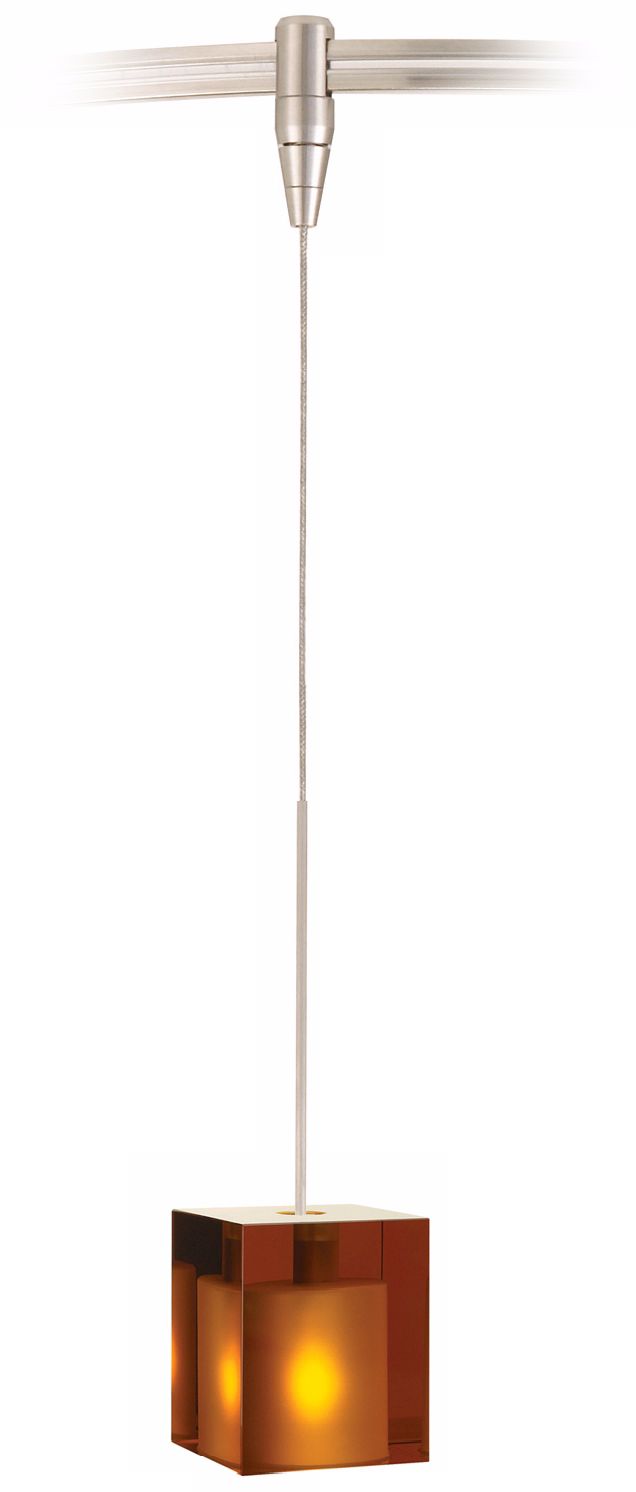 Cube Satin Nickel Amber Glass Tech Lighting MonoRail Pendant