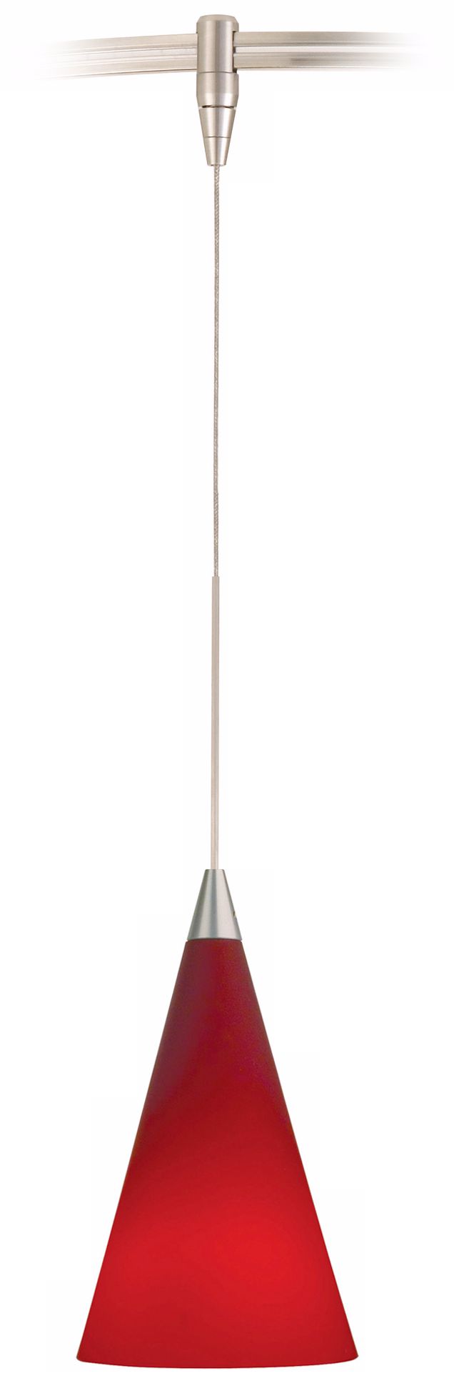 Cone Satin Nickel Red Glass Tech Lighting MonoRail Pendant